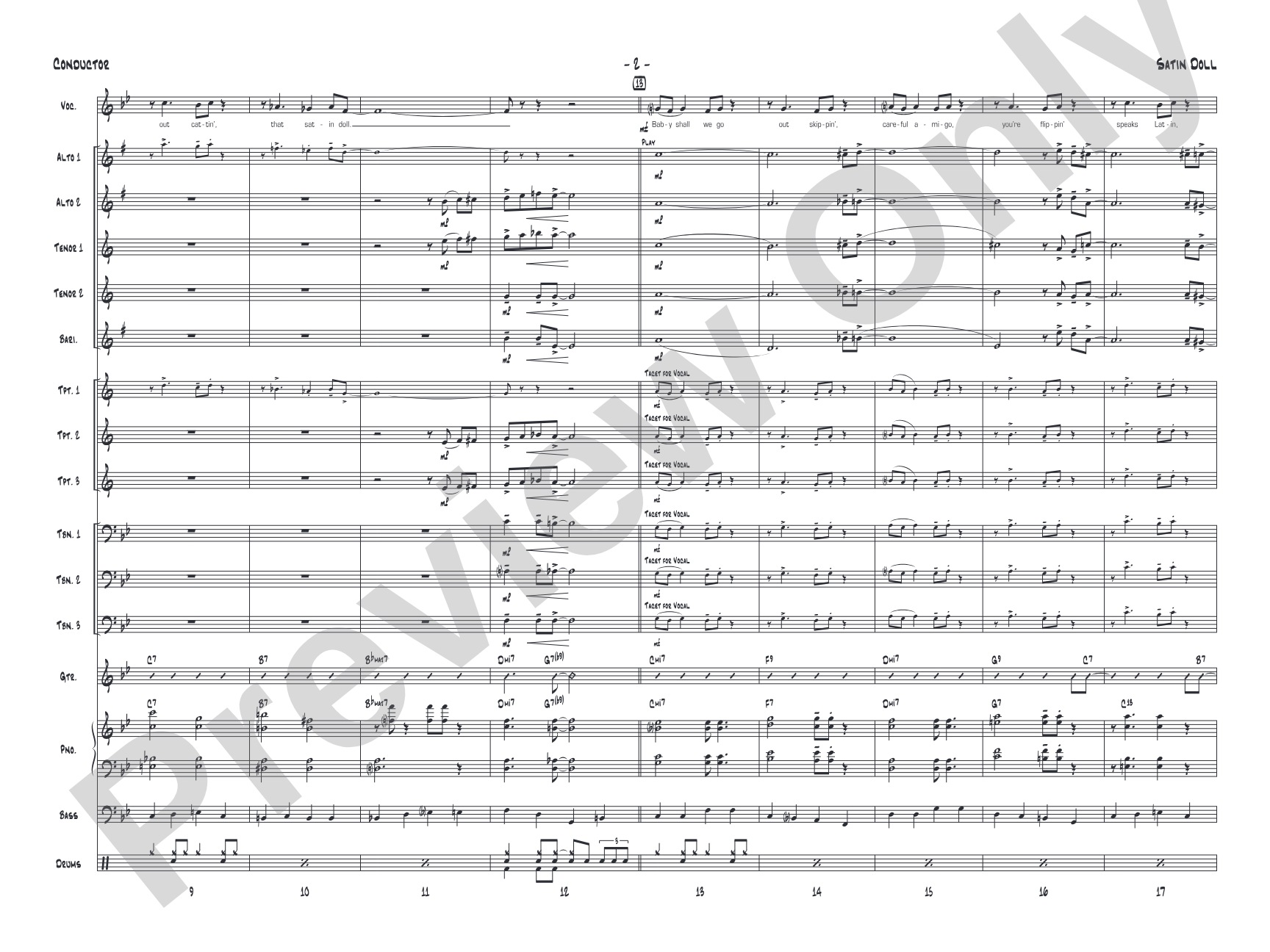 Satin Doll: Jazz Ensemble Conductor Score & Parts