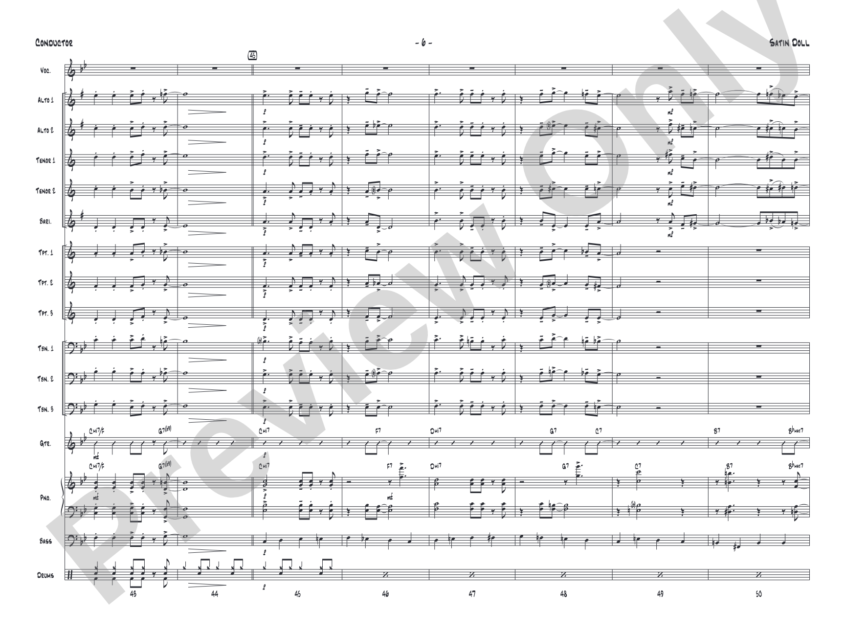 Satin Doll: Jazz Ensemble Conductor Score & Parts