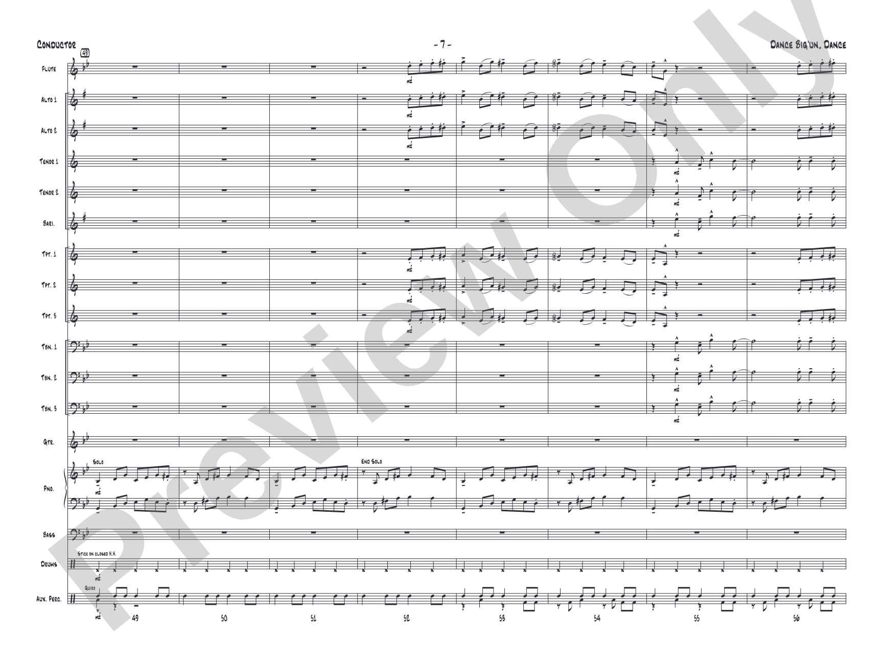 Dance Big'un Dance: Jazz Ensemble Conductor Score & Parts