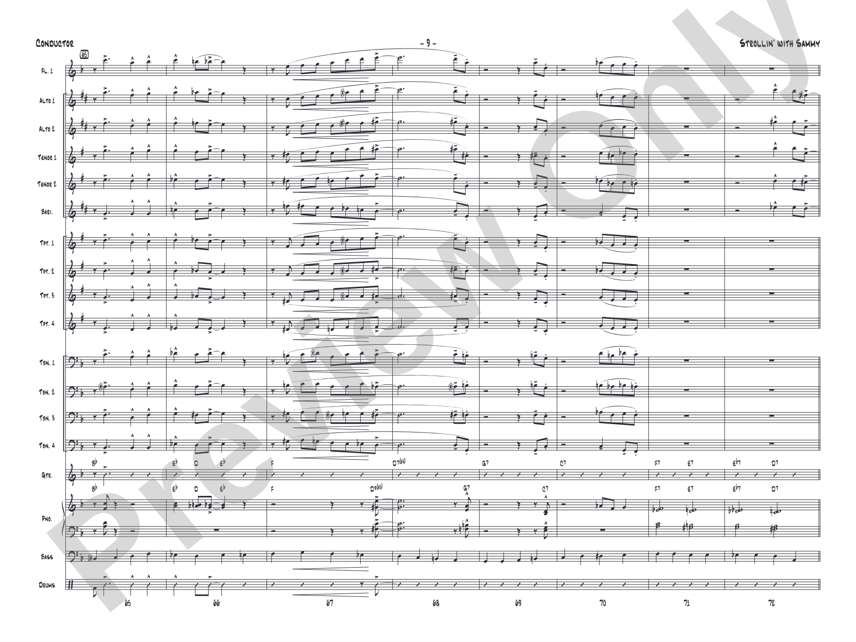 Strollin' with Sammy: Jazz Ensemble Conductor Score & Parts