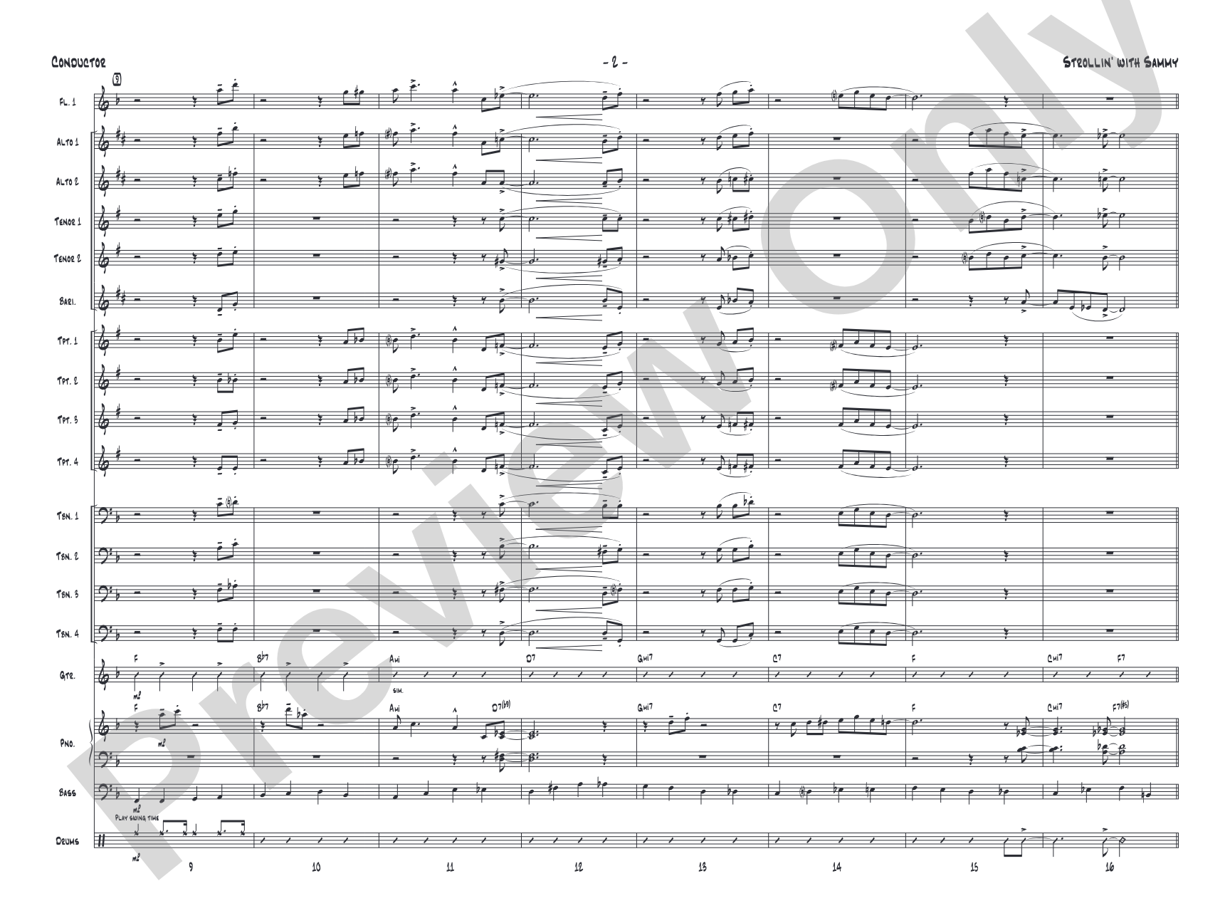 Strollin' with Sammy: Jazz Ensemble Conductor Score & Parts