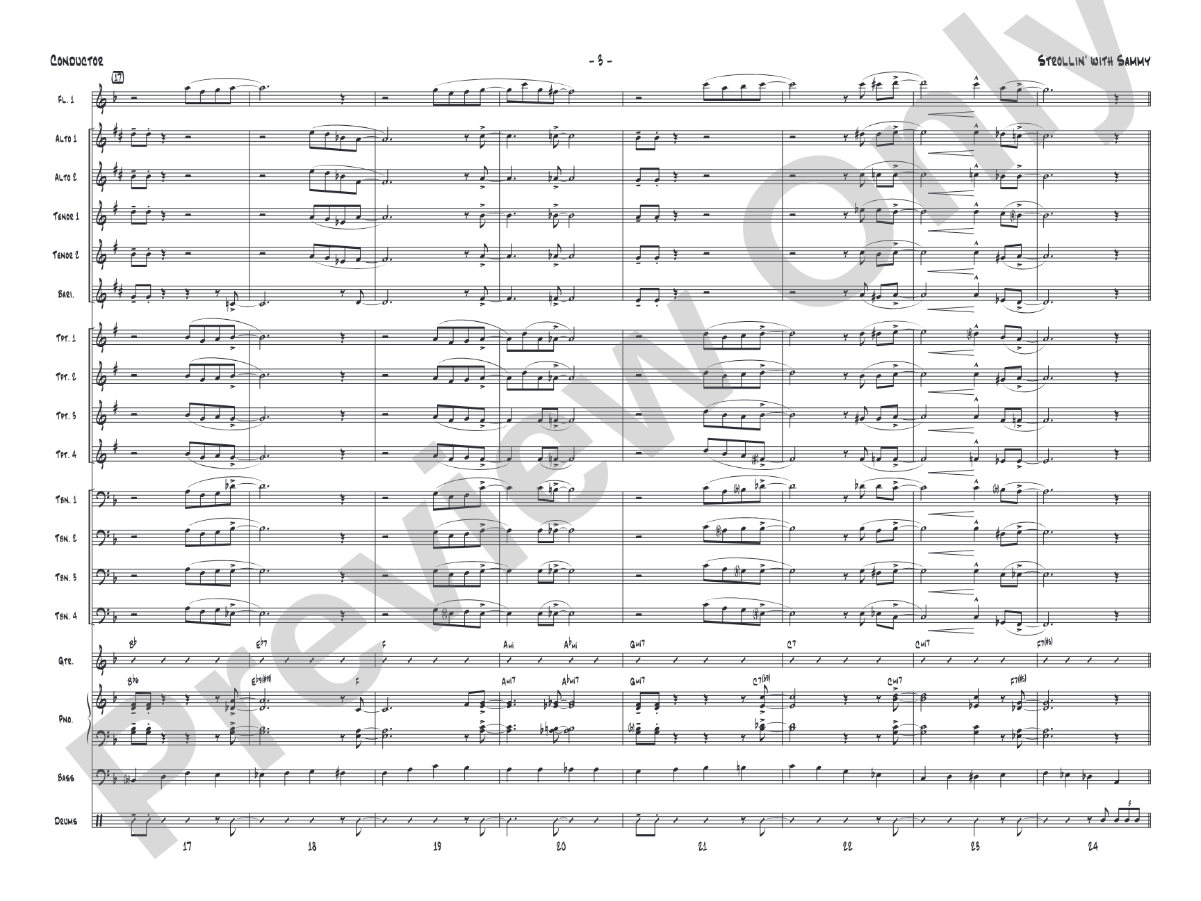 Strollin' with Sammy: Jazz Ensemble Conductor Score & Parts