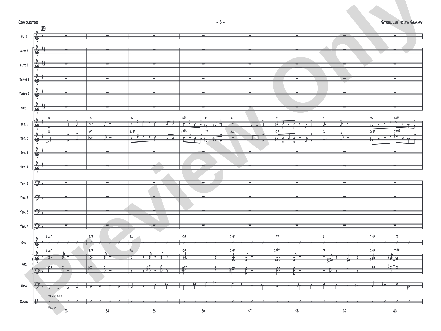 Strollin' with Sammy: Jazz Ensemble Conductor Score & Parts