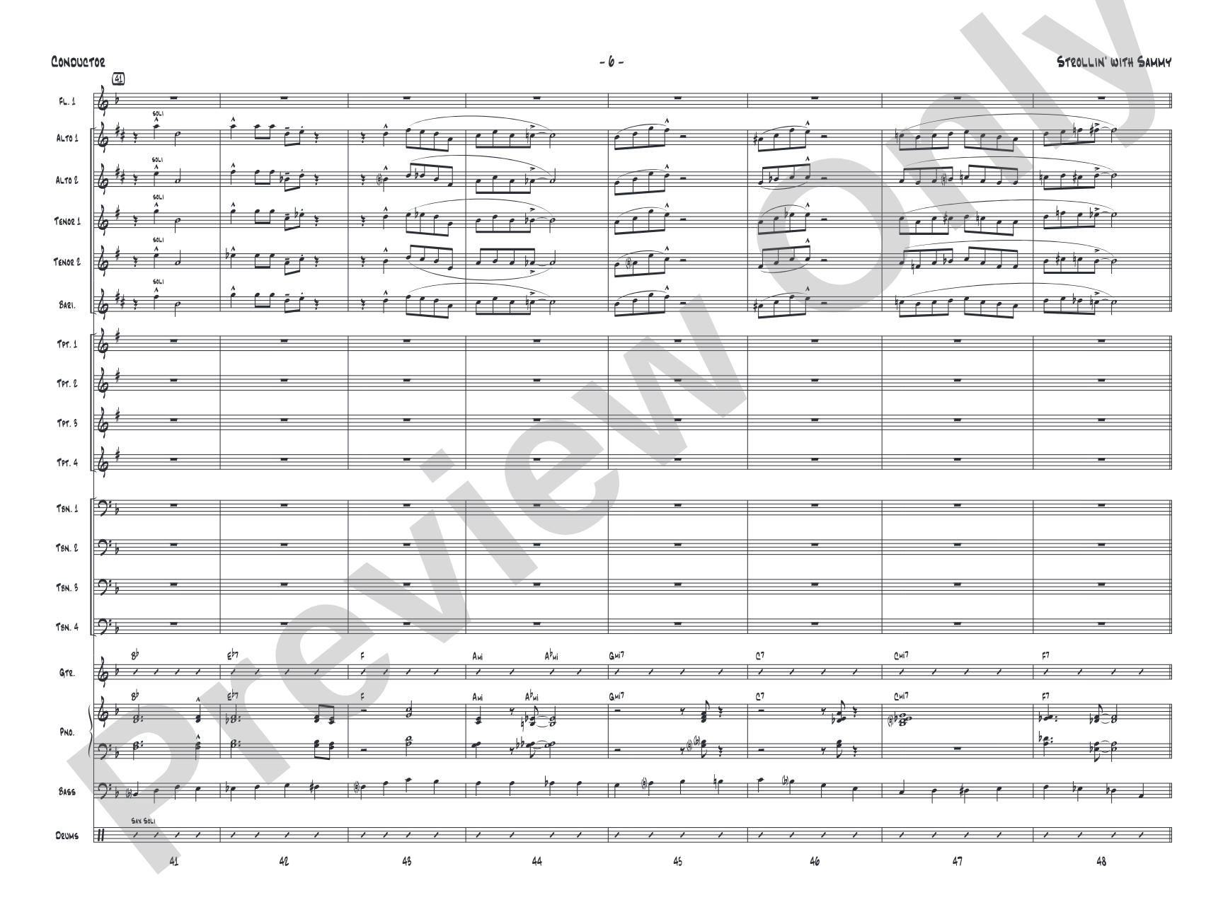 Strollin' with Sammy: Jazz Ensemble Conductor Score & Parts