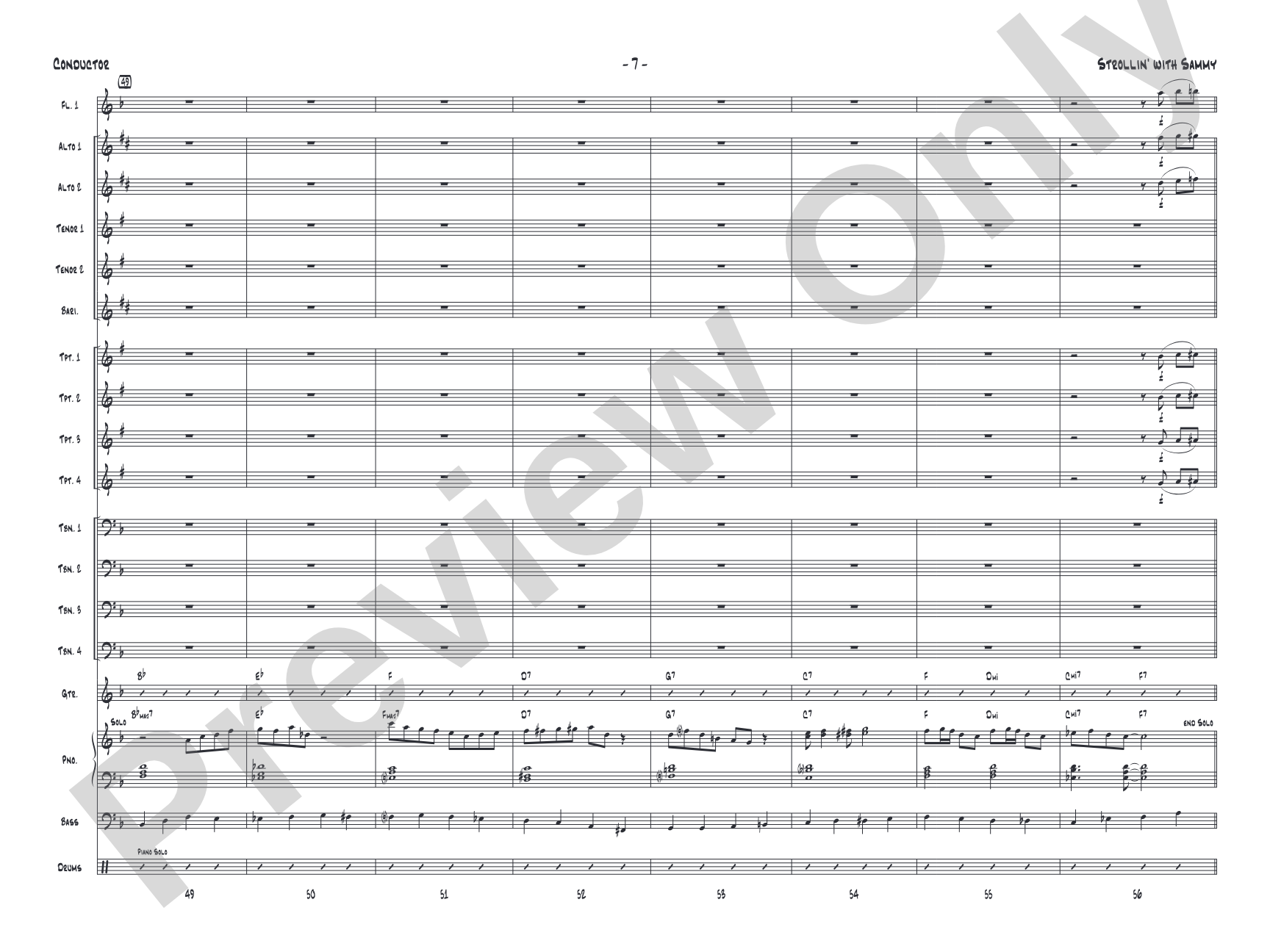 Strollin' with Sammy: Jazz Ensemble Conductor Score & Parts