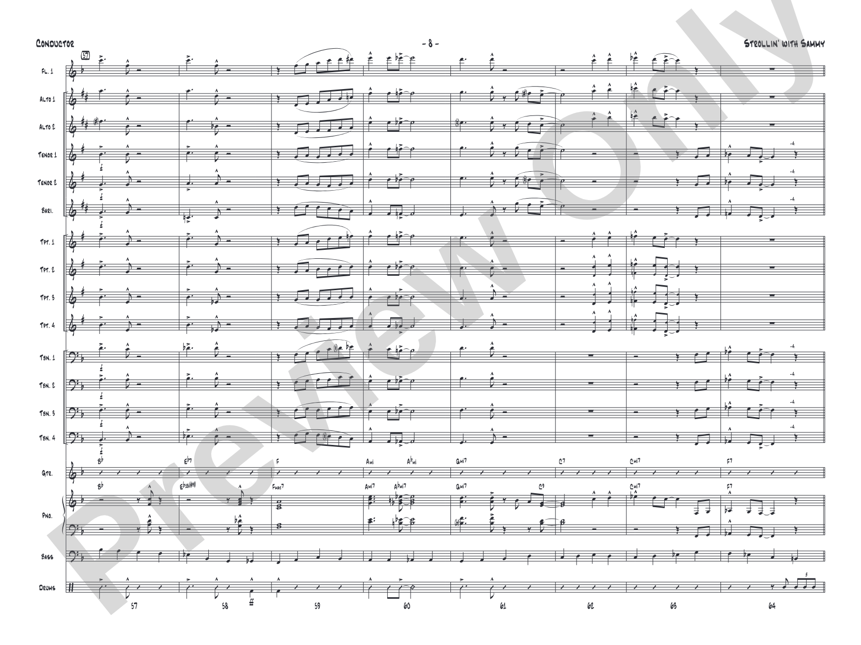 Strollin' with Sammy: Jazz Ensemble Conductor Score & Parts