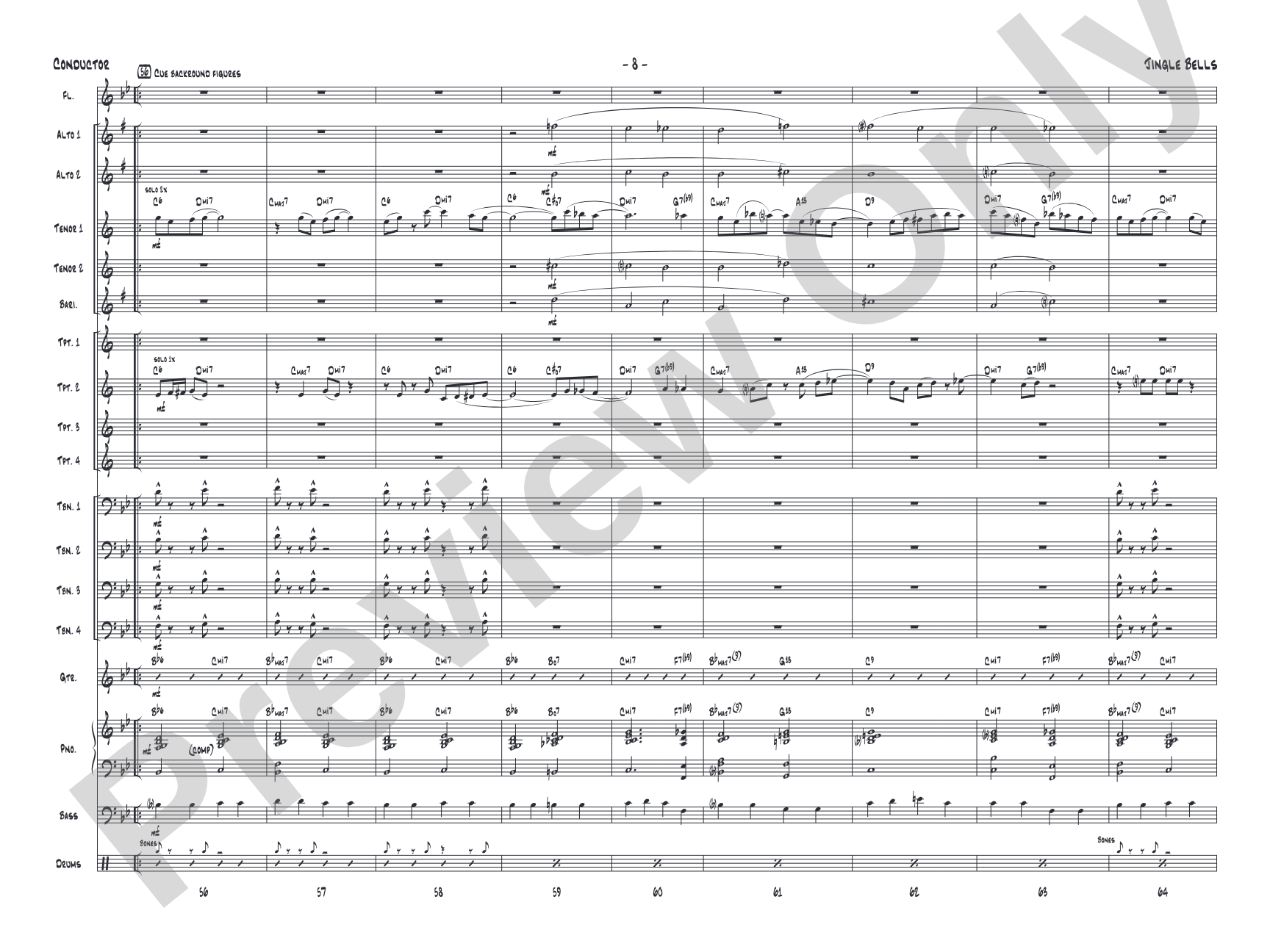 Jingle Bells: Jazz Ensemble Conductor Score & Parts