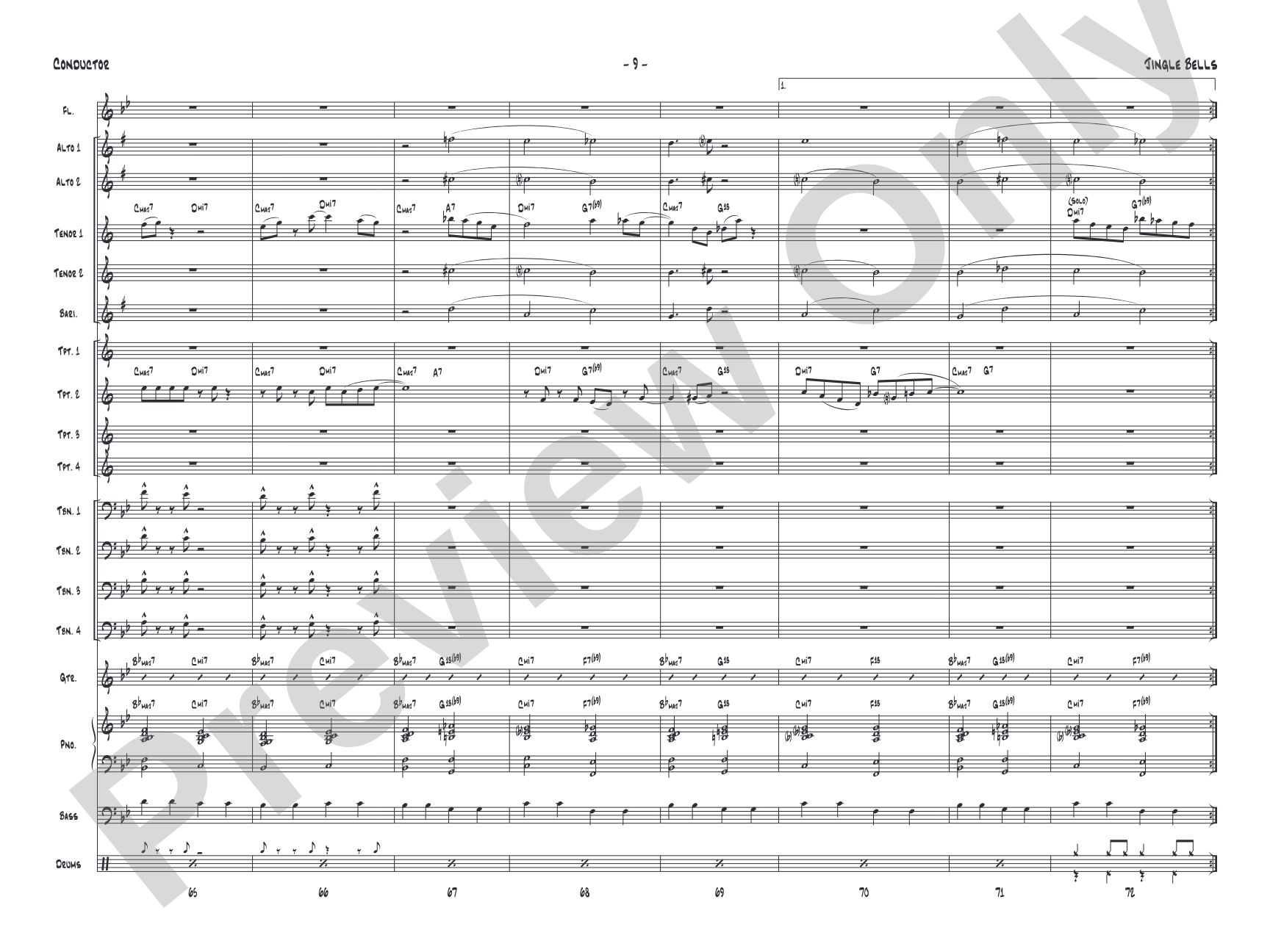Jingle Bells: Jazz Ensemble Conductor Score & Parts
