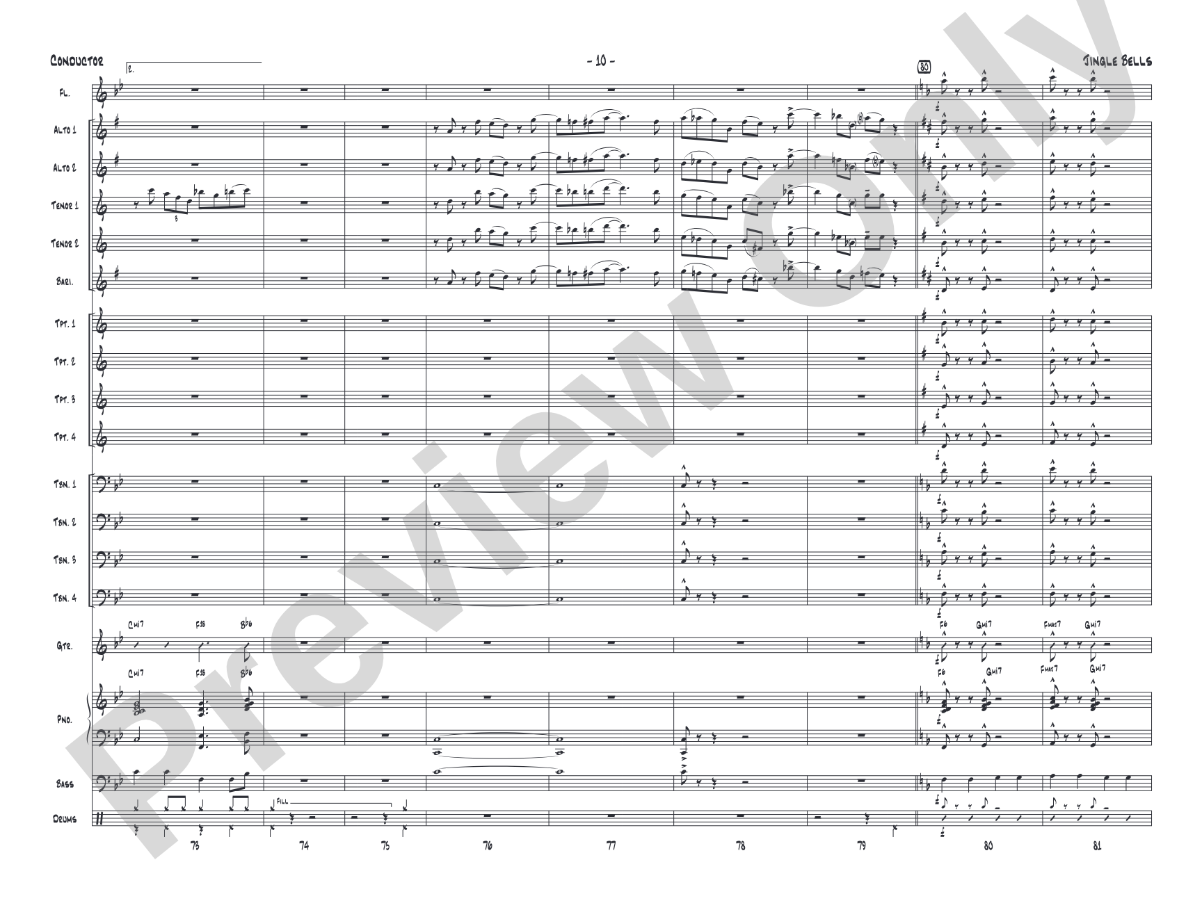 Jingle Bells: Jazz Ensemble Conductor Score & Parts