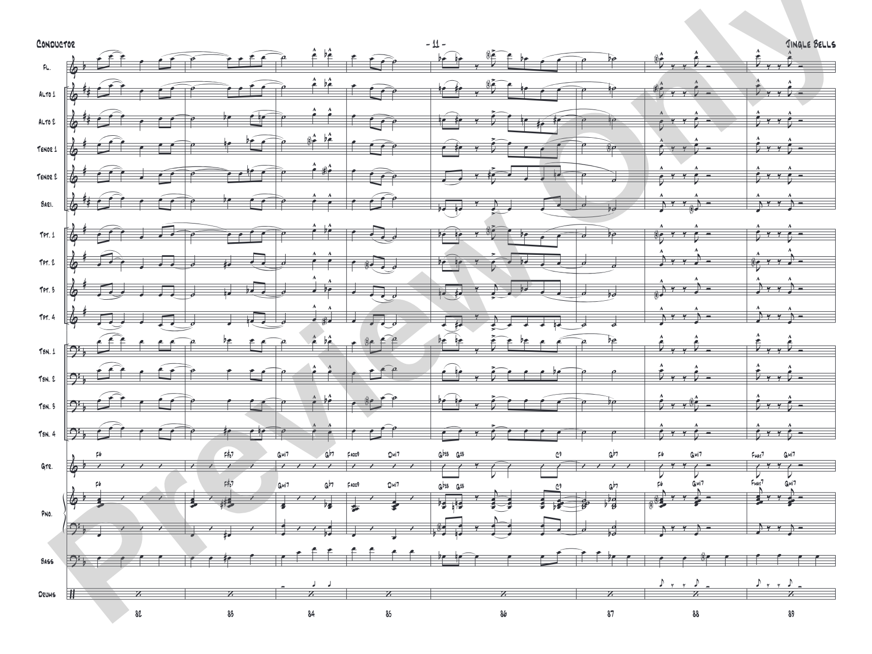 Jingle Bells: Jazz Ensemble Conductor Score & Parts