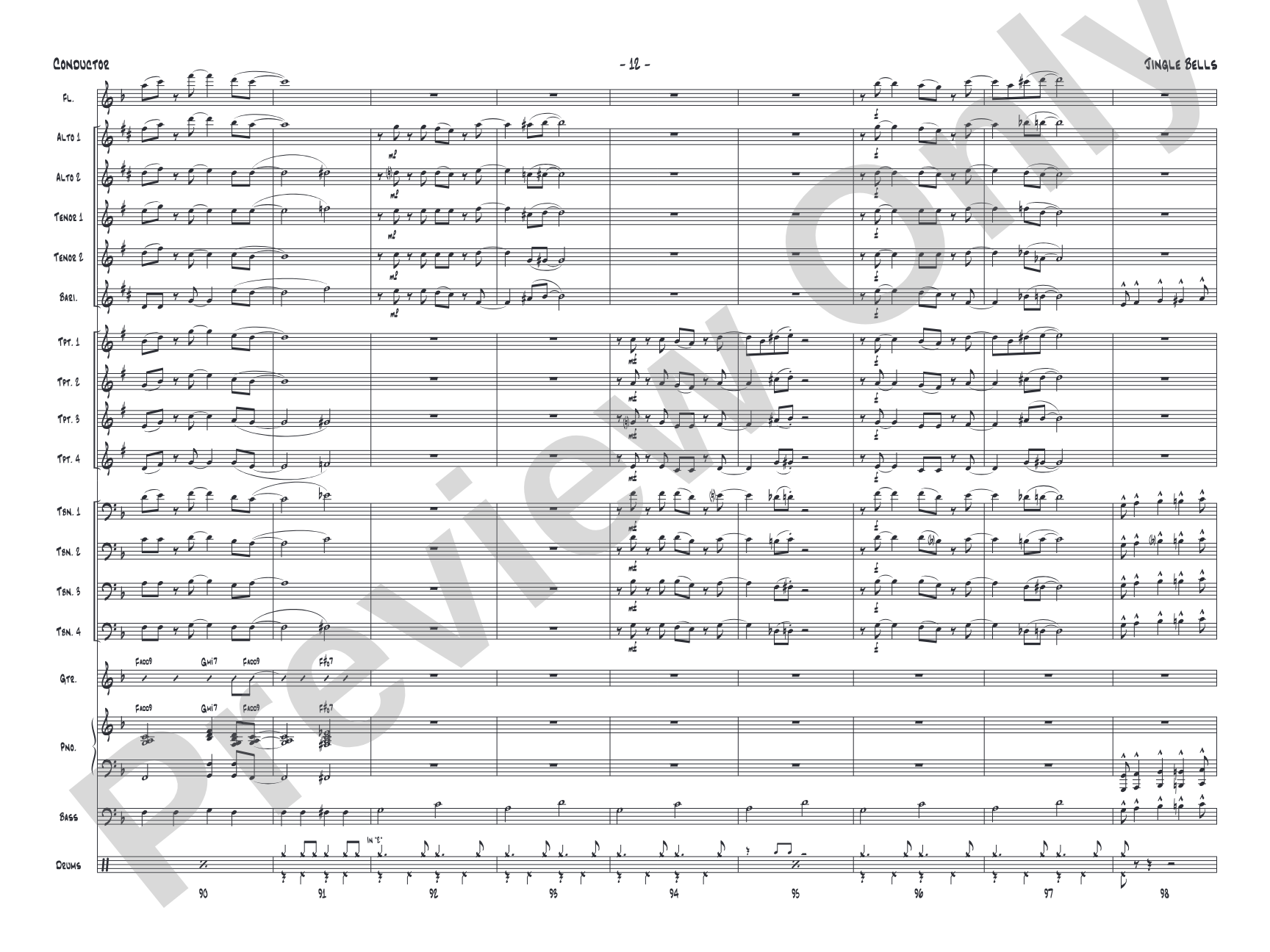 Jingle Bells: Jazz Ensemble Conductor Score & Parts