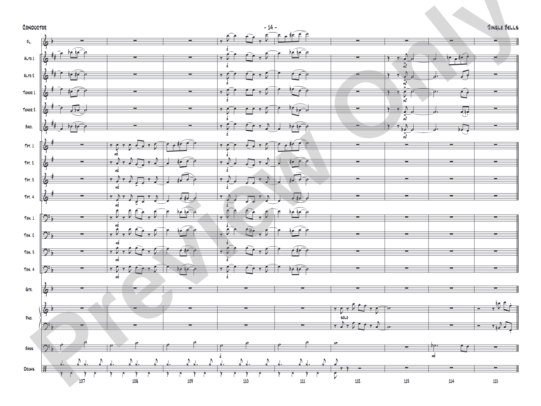 Jingle Bells: Jazz Ensemble Conductor Score & Parts