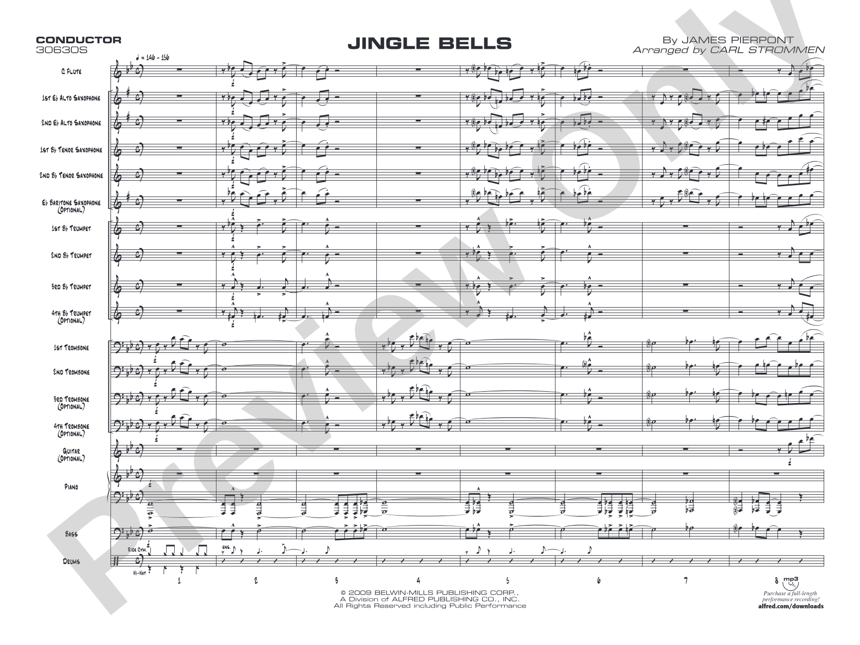Jingle Bells: Jazz Ensemble Conductor Score & Parts