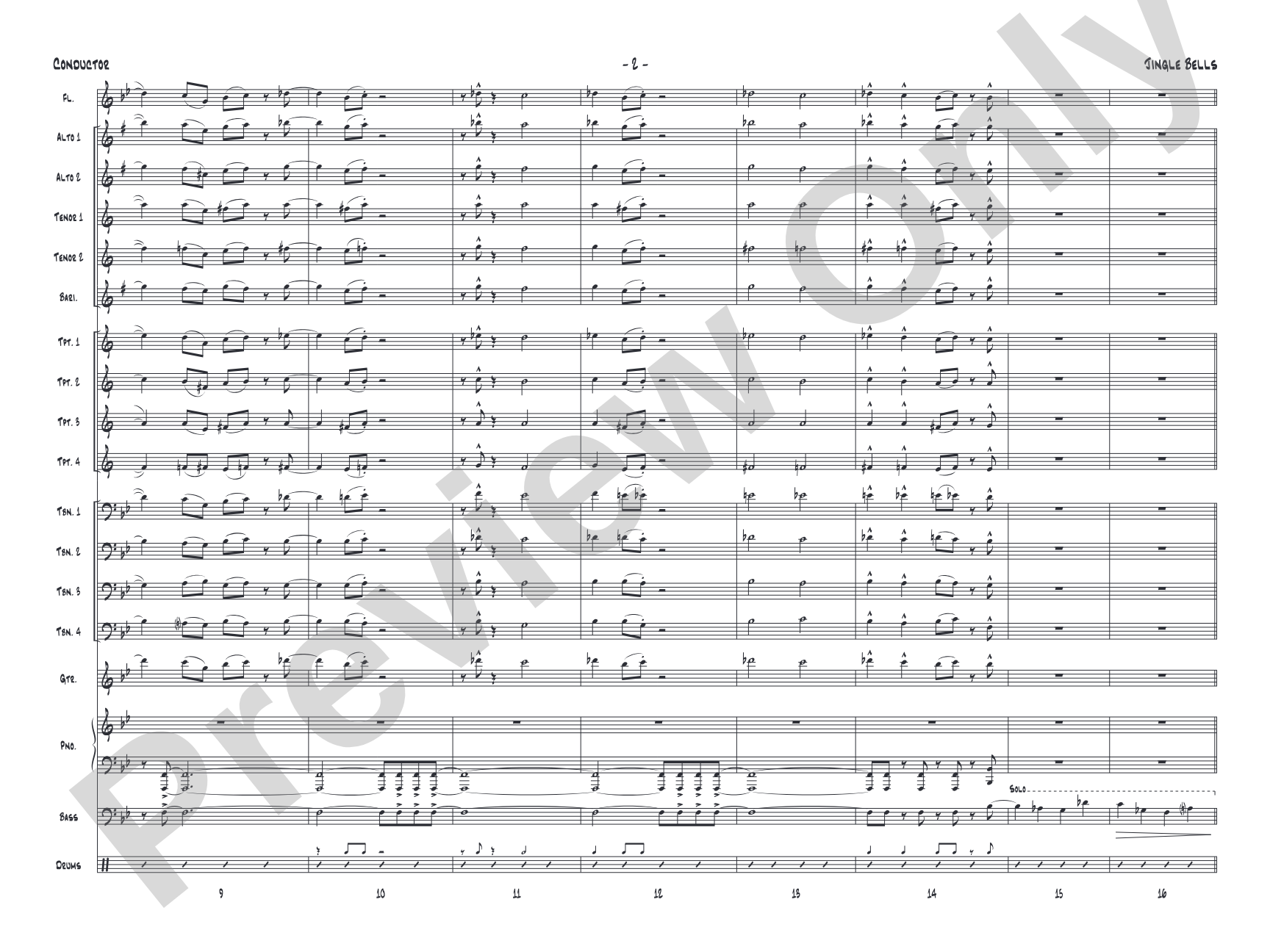 Jingle Bells: Jazz Ensemble Conductor Score & Parts