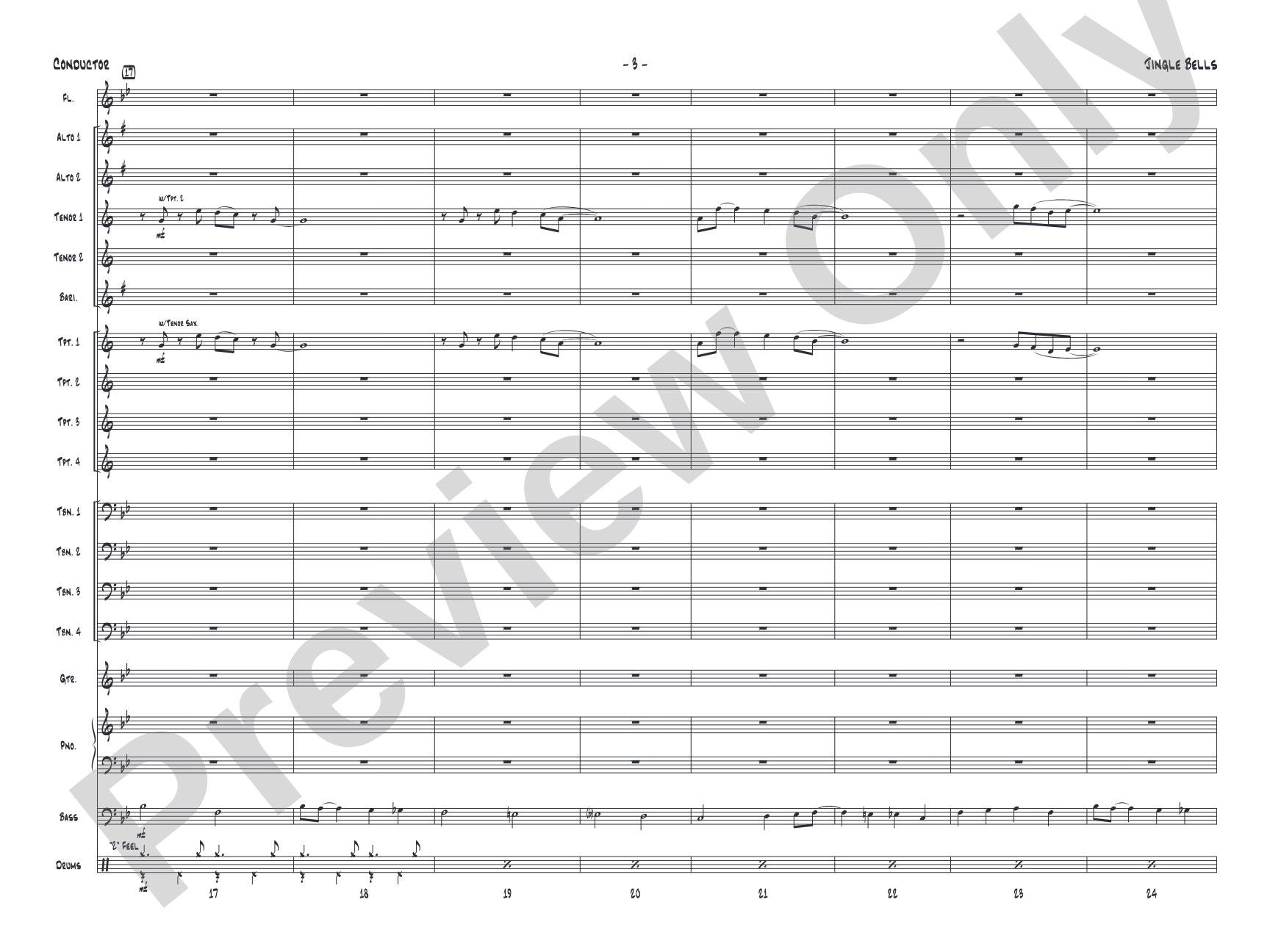 Jingle Bells: Jazz Ensemble Conductor Score & Parts