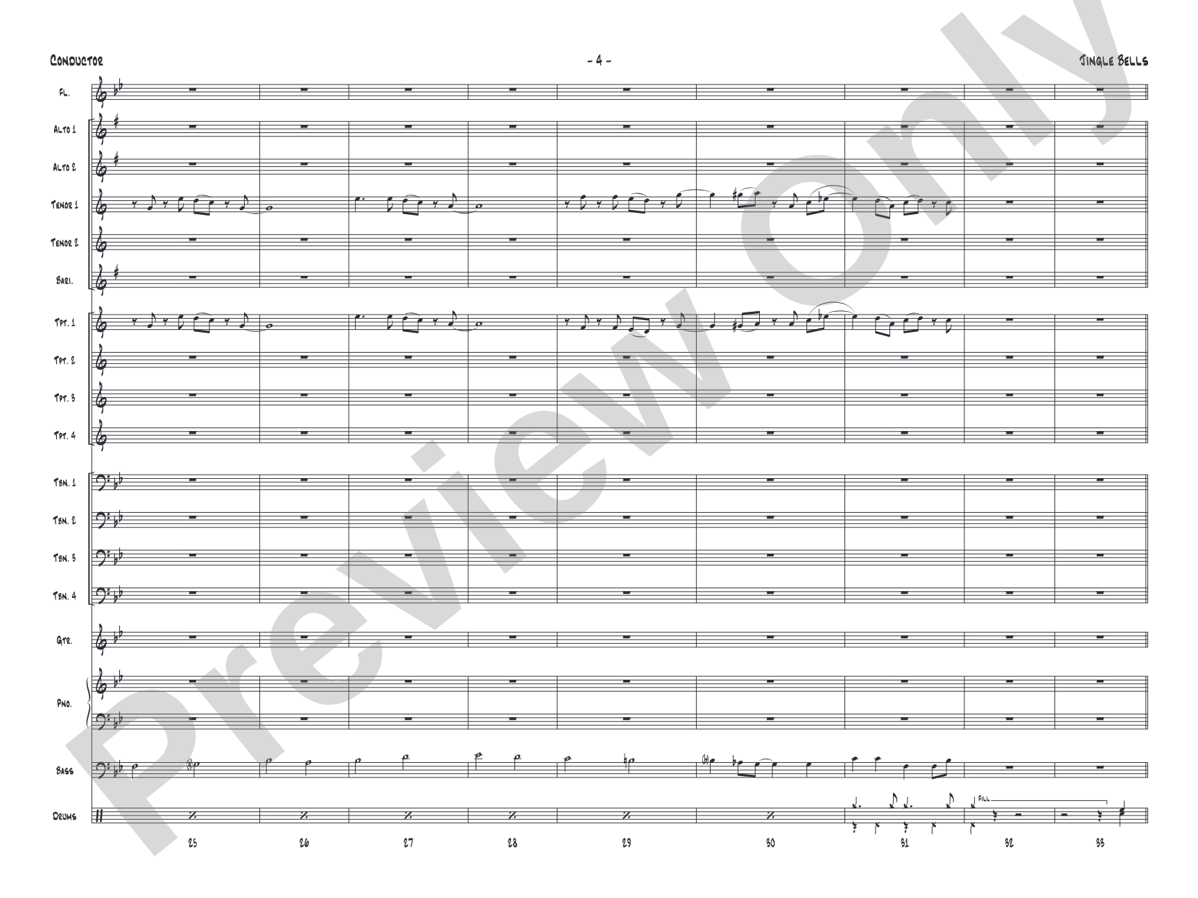 Jingle Bells: Jazz Ensemble Conductor Score & Parts