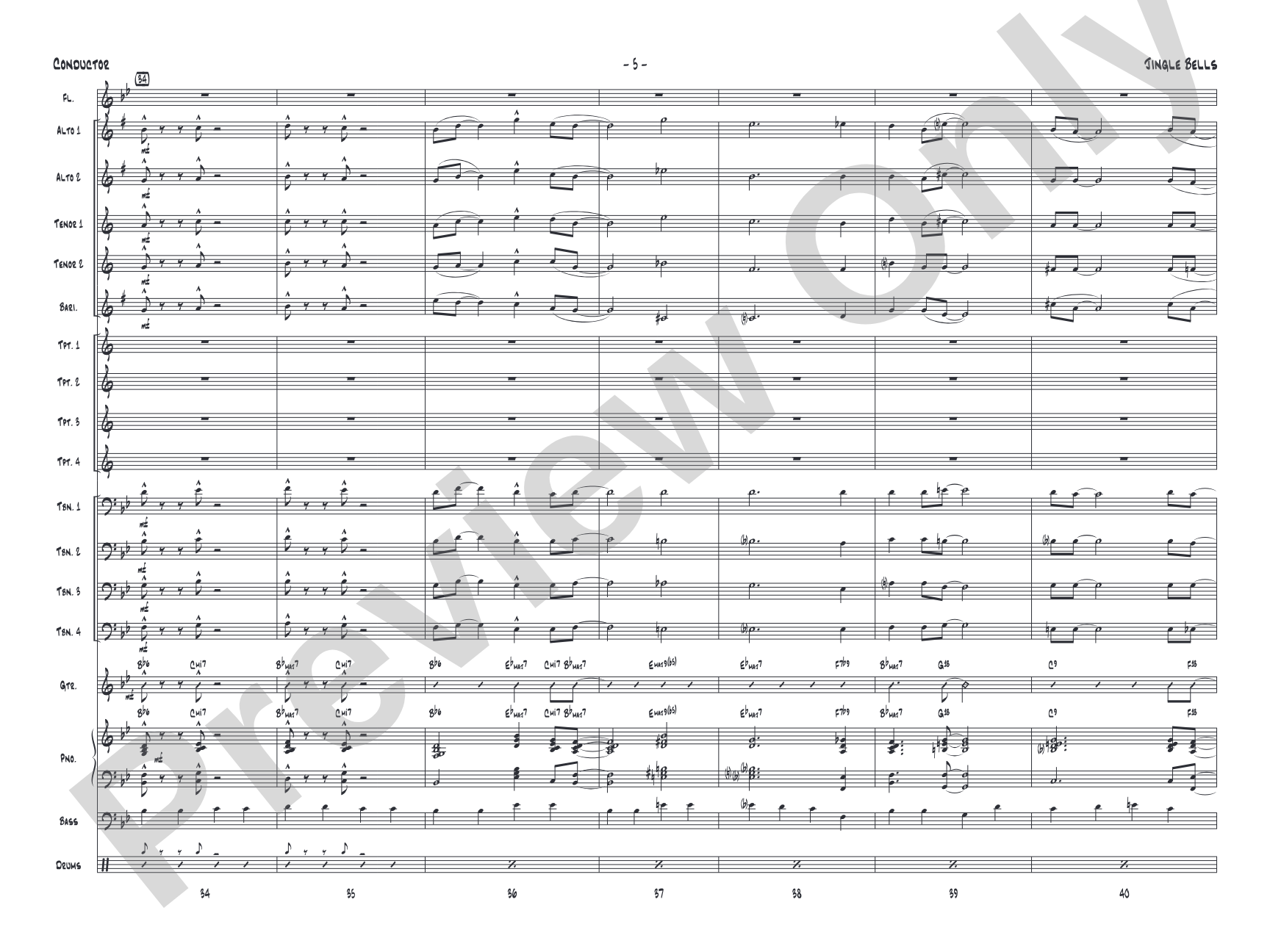 Jingle Bells: Jazz Ensemble Conductor Score & Parts