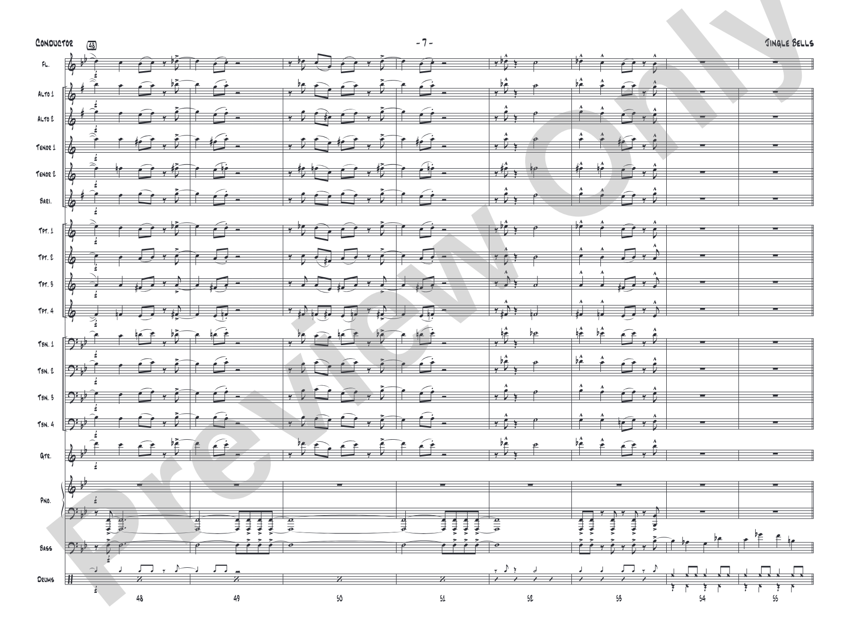 Jingle Bells: Jazz Ensemble Conductor Score & Parts