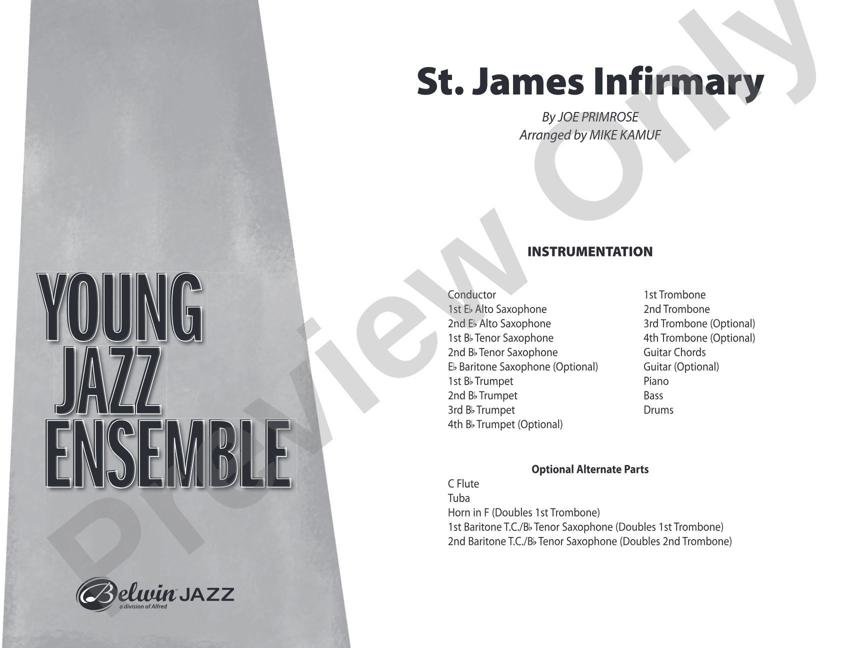 St. James Infirmary: Jazz Ensemble Conductor Score & Parts