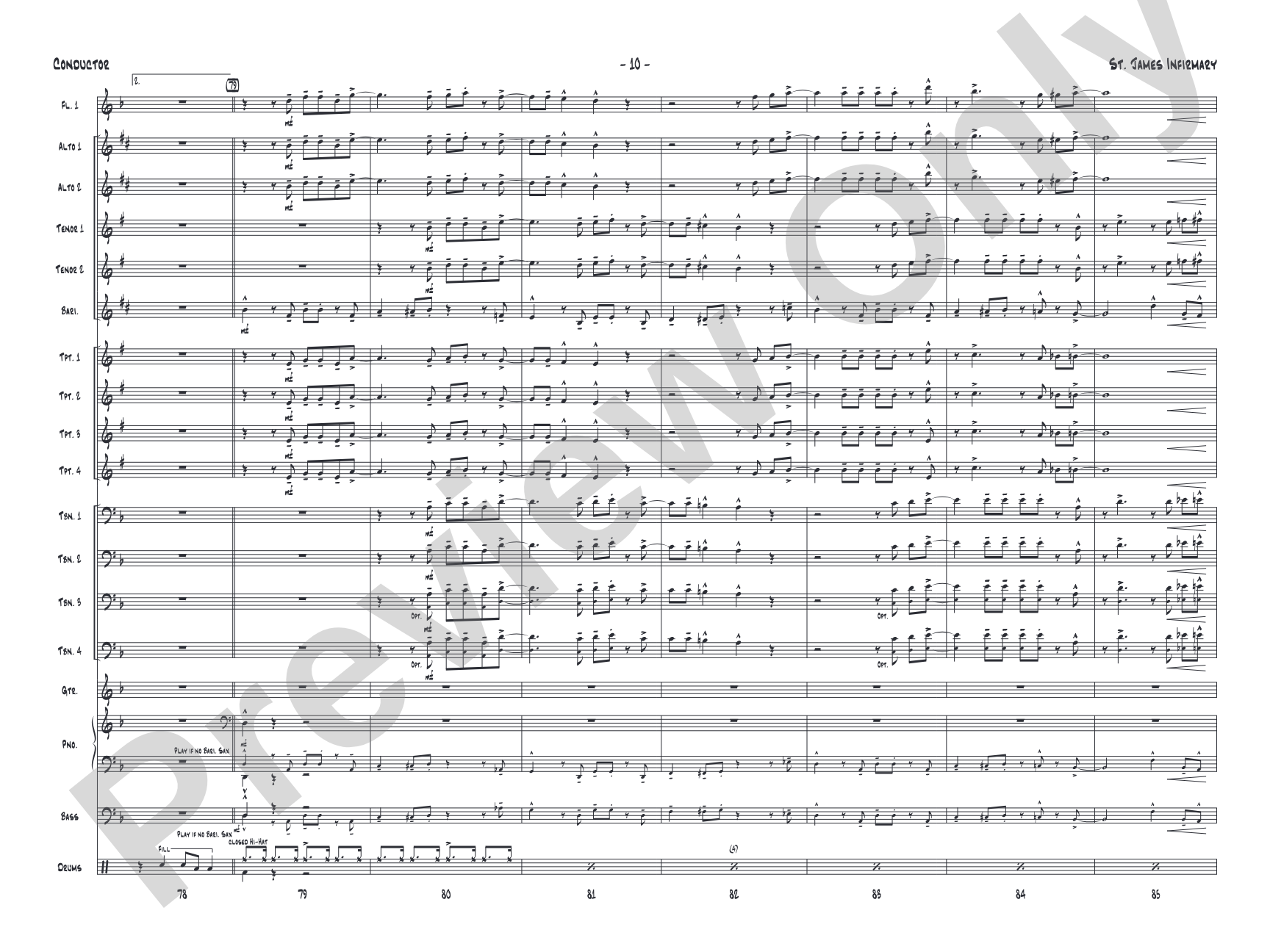 St. James Infirmary: Jazz Ensemble Conductor Score & Parts