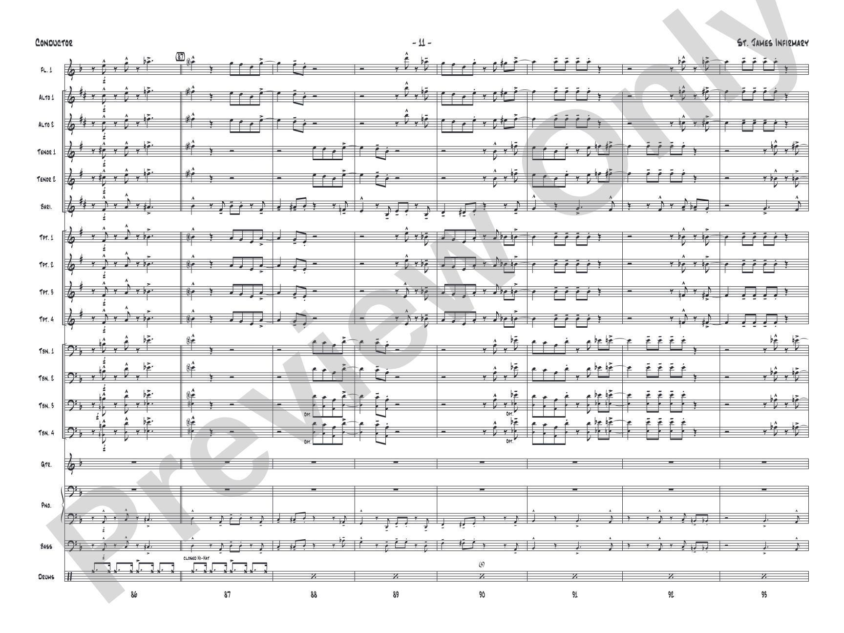 St. James Infirmary: Jazz Ensemble Conductor Score & Parts