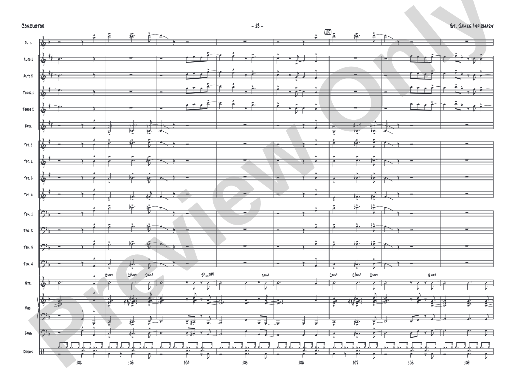 St. James Infirmary: Jazz Ensemble Conductor Score & Parts