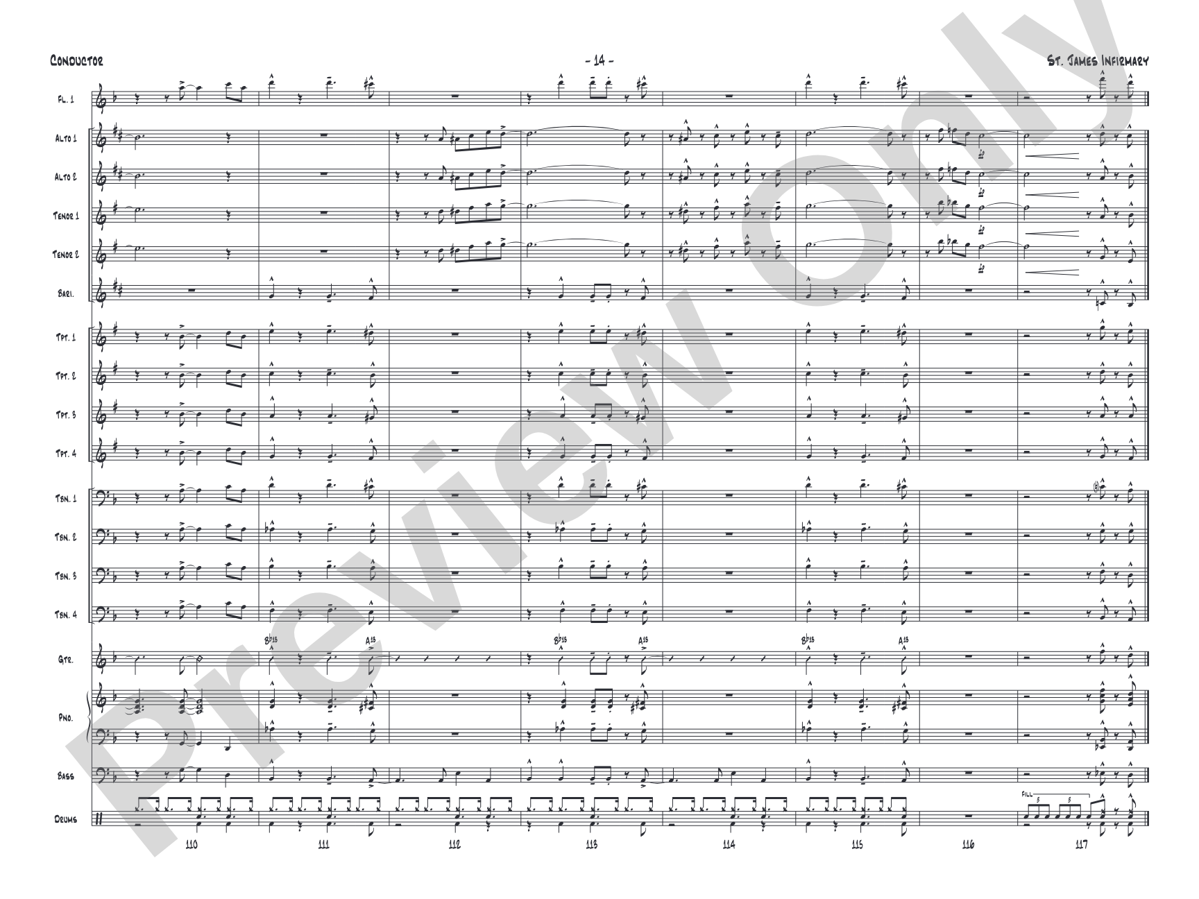 St. James Infirmary: Jazz Ensemble Conductor Score & Parts