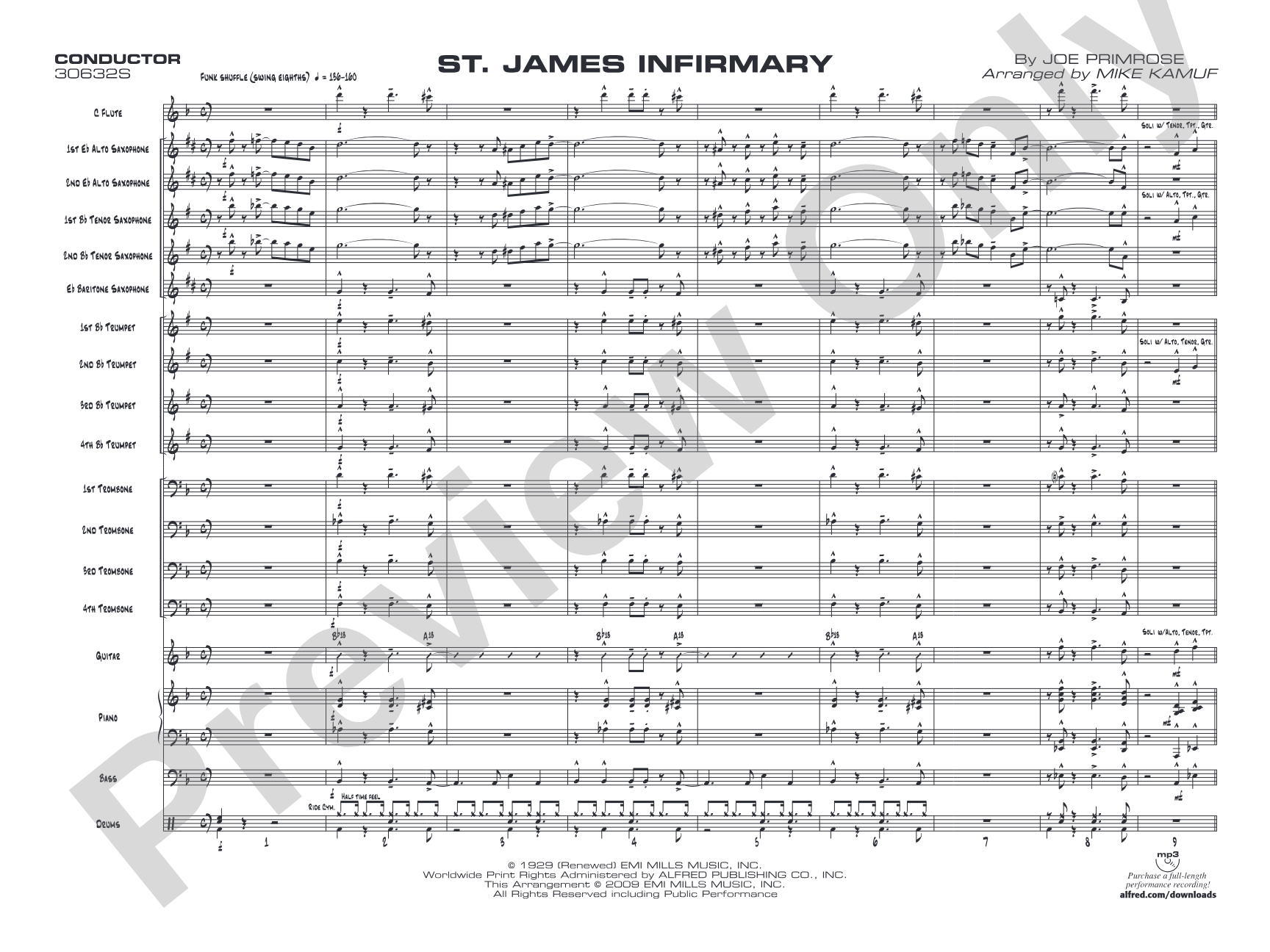 St. James Infirmary: Jazz Ensemble Conductor Score & Parts