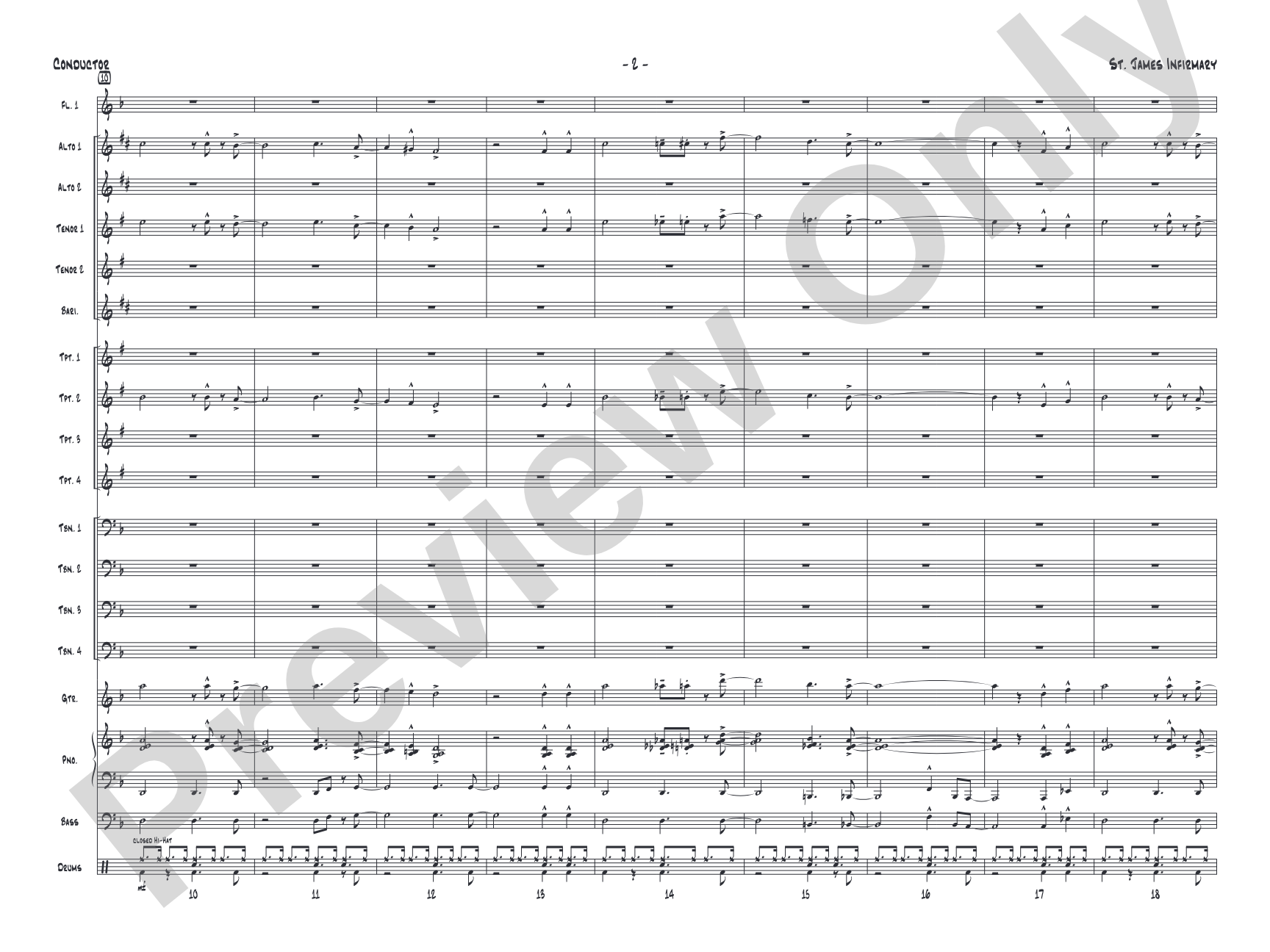 St. James Infirmary: Jazz Ensemble Conductor Score & Parts
