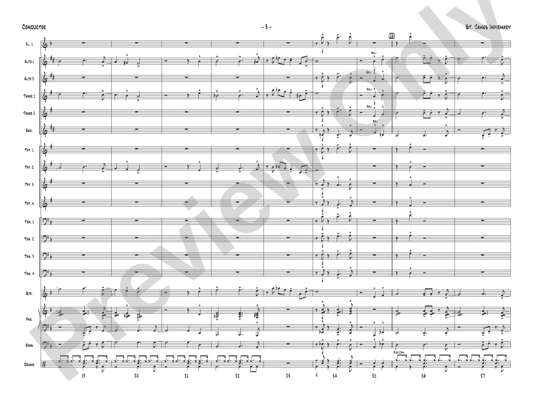 St. James Infirmary: Jazz Ensemble Conductor Score & Parts