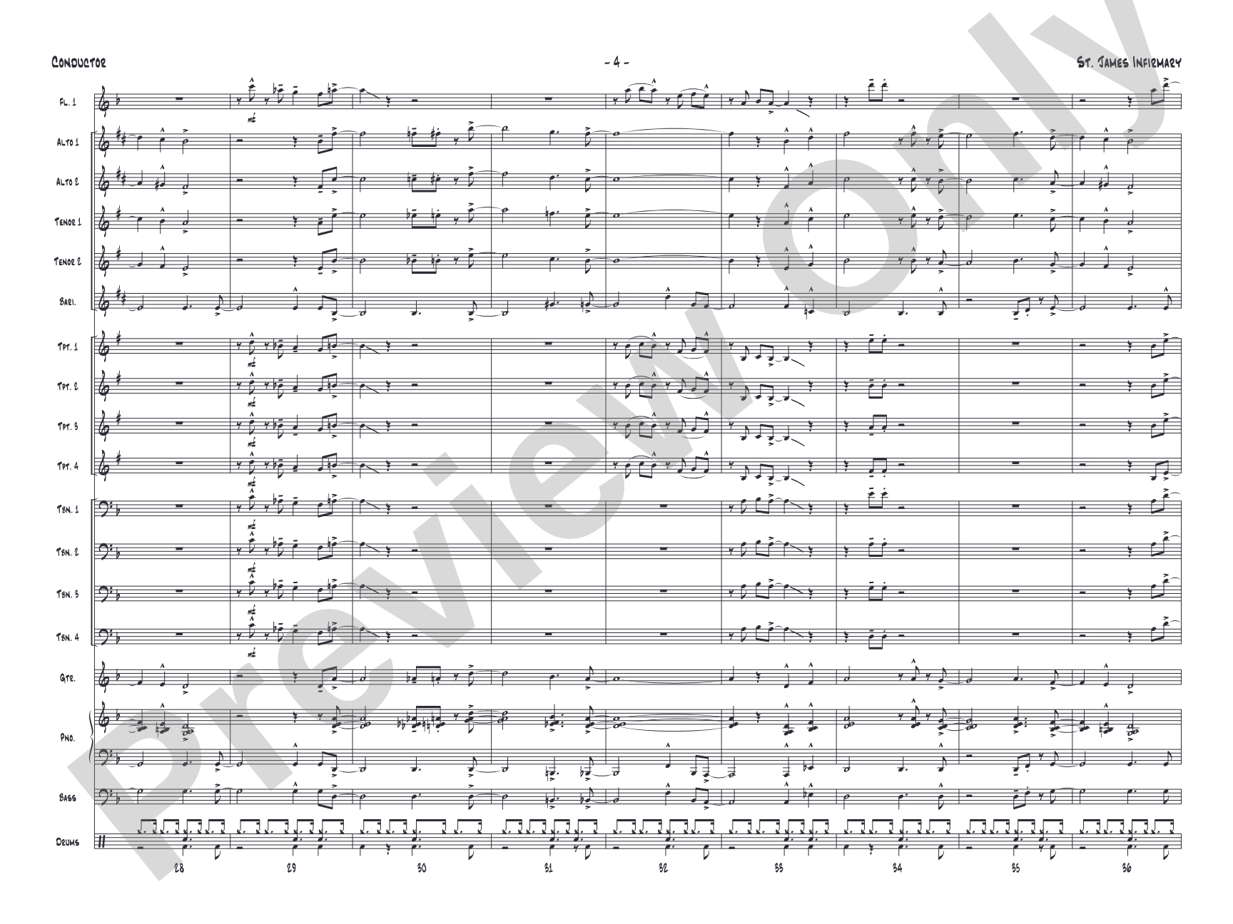St. James Infirmary: Jazz Ensemble Conductor Score & Parts