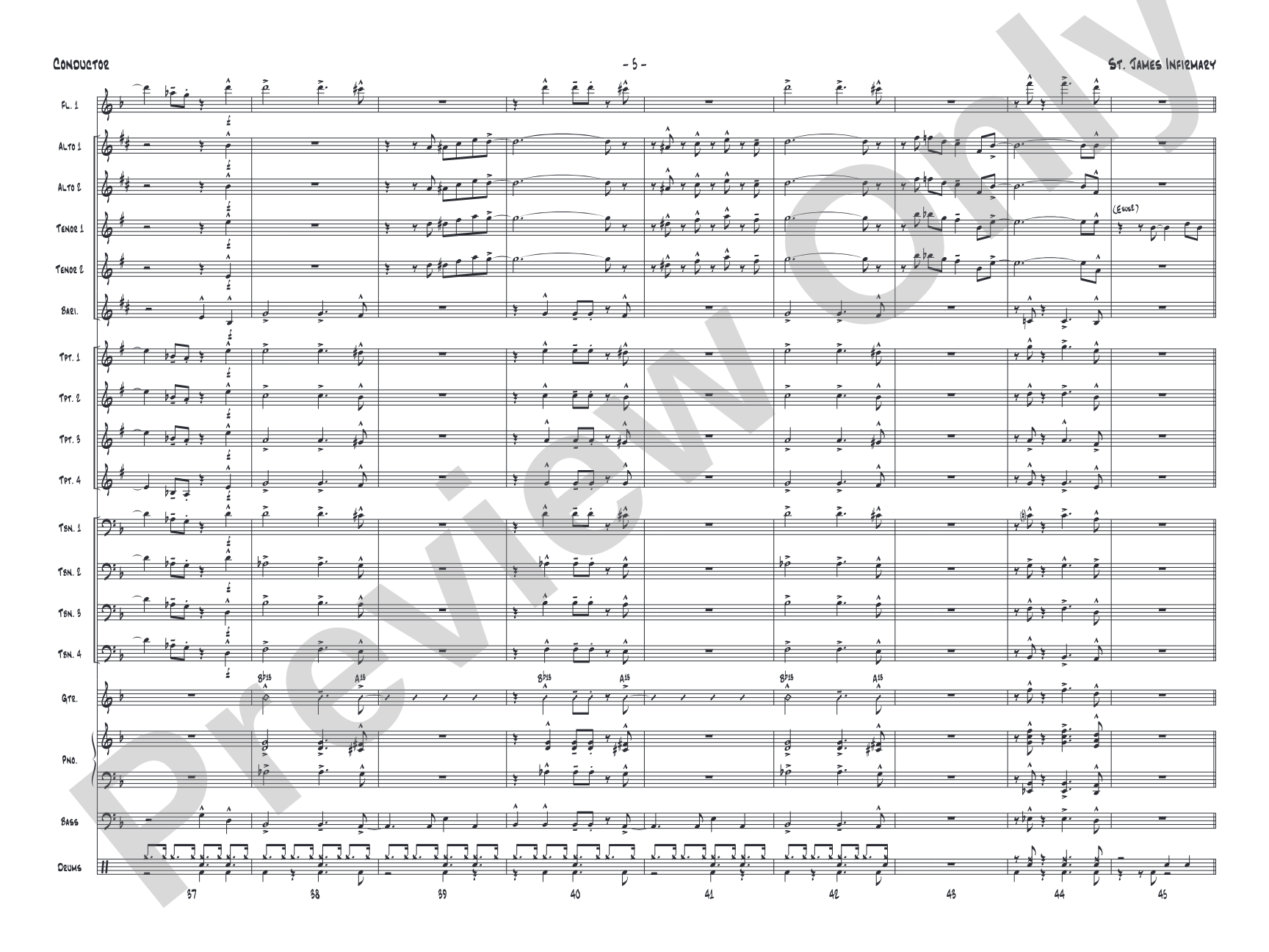 St. James Infirmary: Jazz Ensemble Conductor Score & Parts