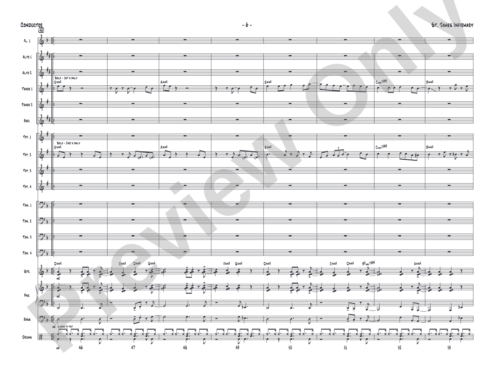 St. James Infirmary: Jazz Ensemble Conductor Score & Parts