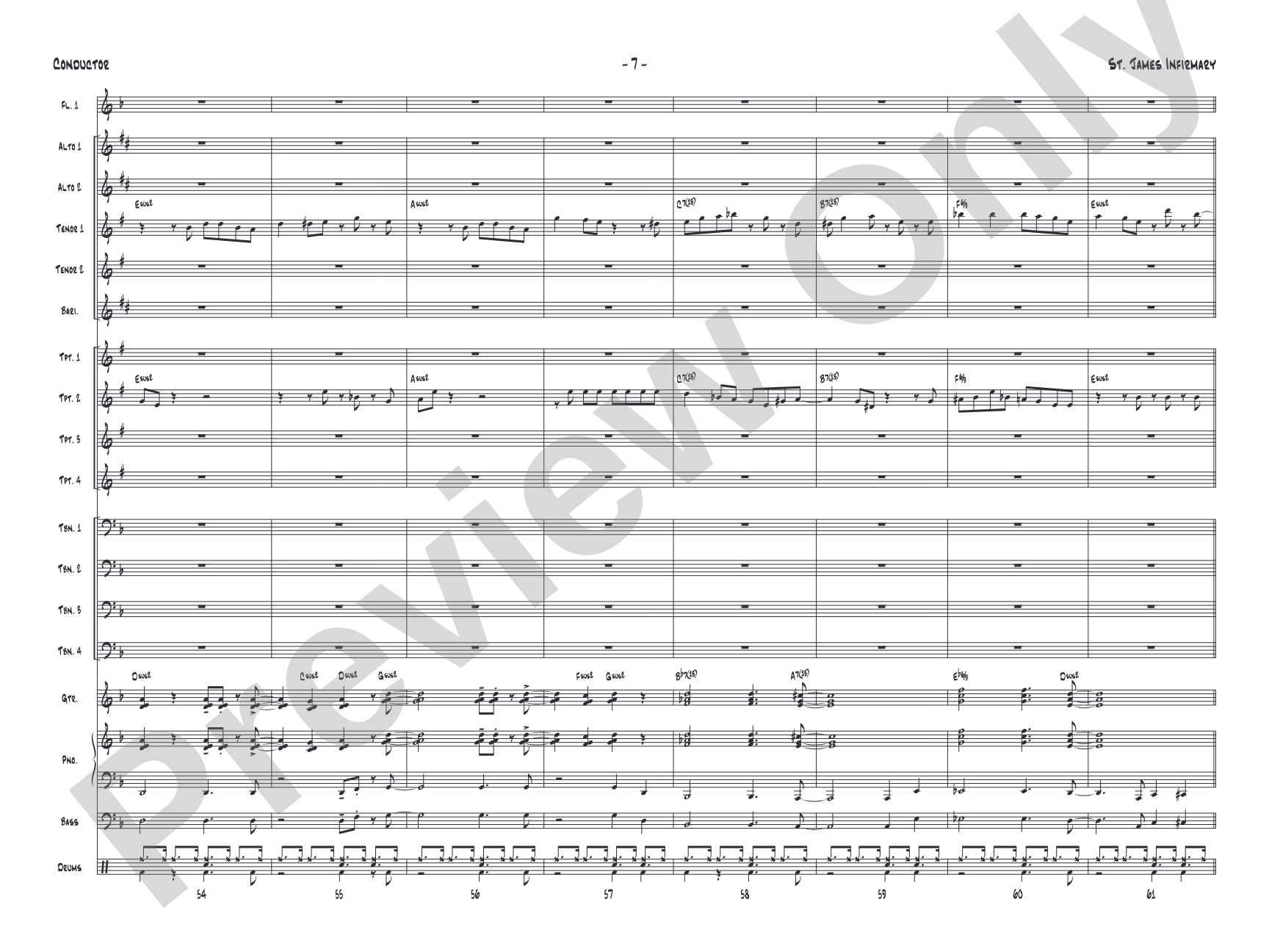 St. James Infirmary: Jazz Ensemble Conductor Score & Parts
