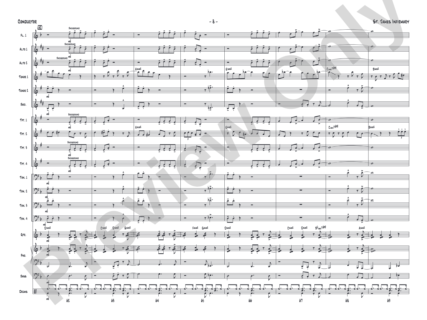 St. James Infirmary: Jazz Ensemble Conductor Score & Parts