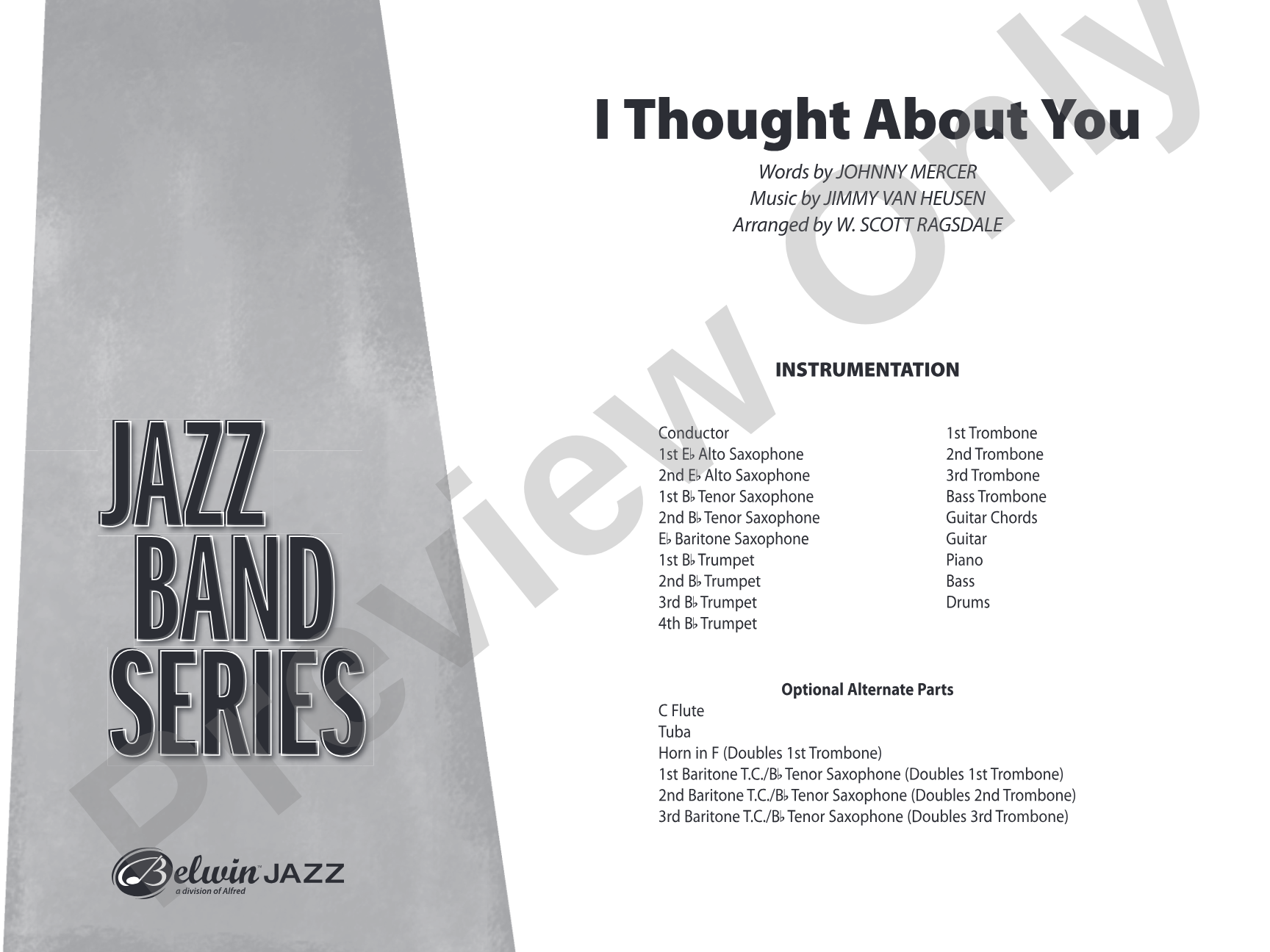 I Thought About You: Jazz Ensemble Conductor Score & Parts