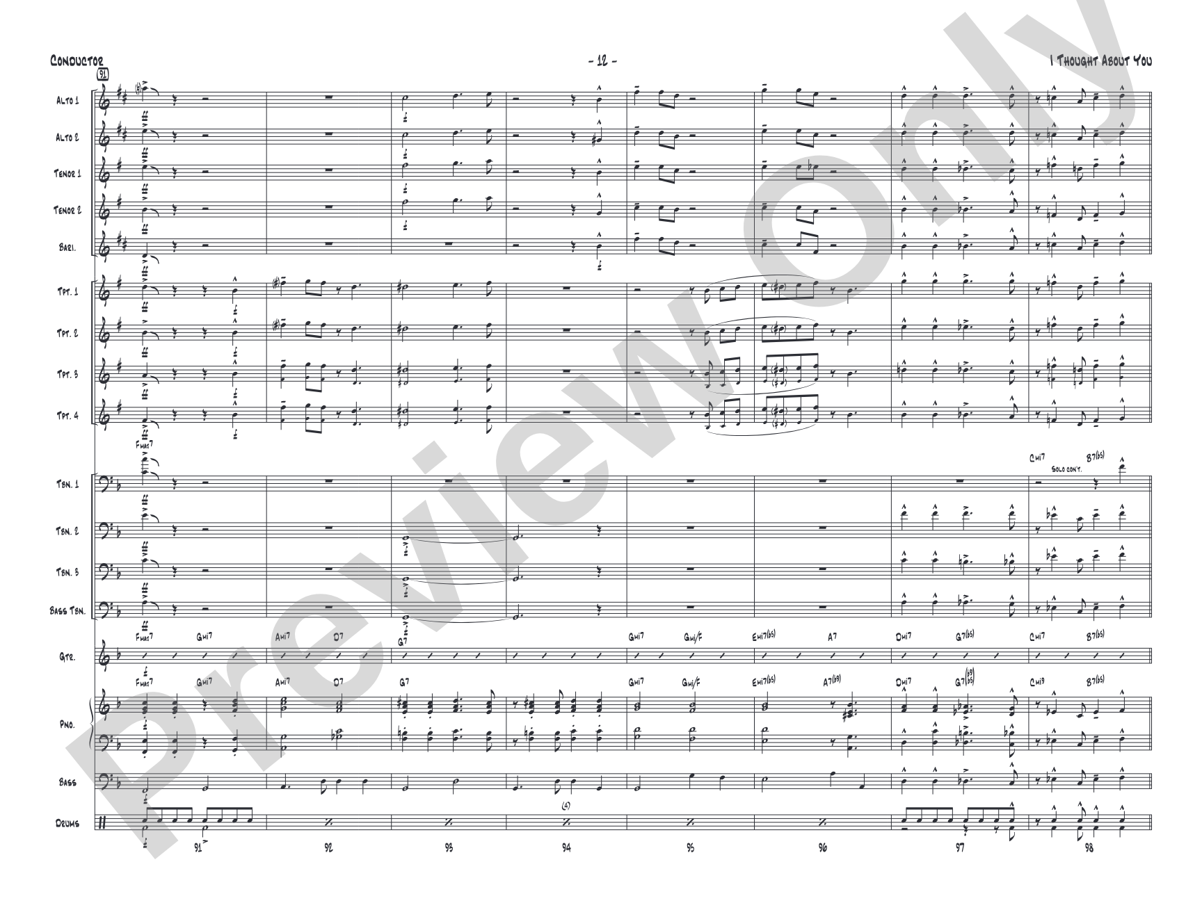 I Thought About You: Jazz Ensemble Conductor Score & Parts