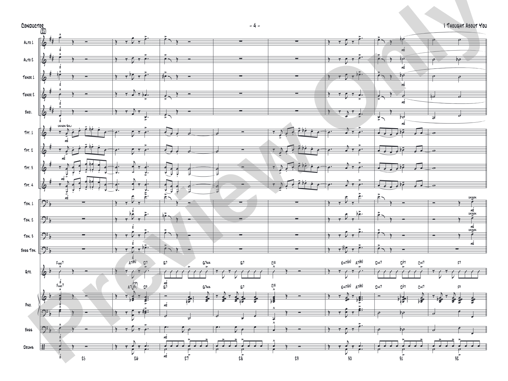I Thought About You: Jazz Ensemble Conductor Score & Parts