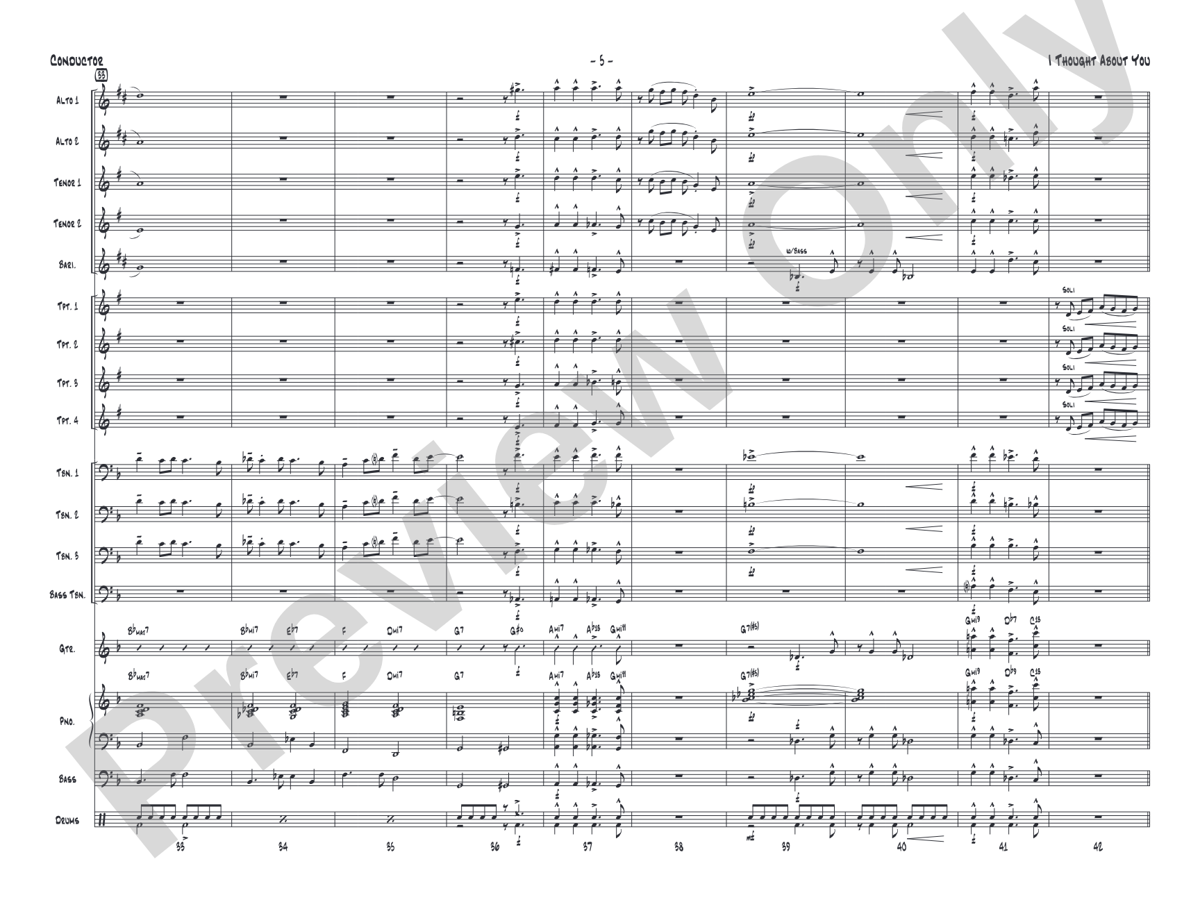 I Thought About You: Jazz Ensemble Conductor Score & Parts