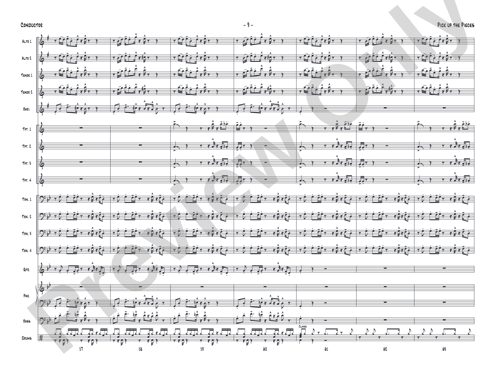 Pick Up the Pieces: Jazz Ensemble Conductor Score & Parts
