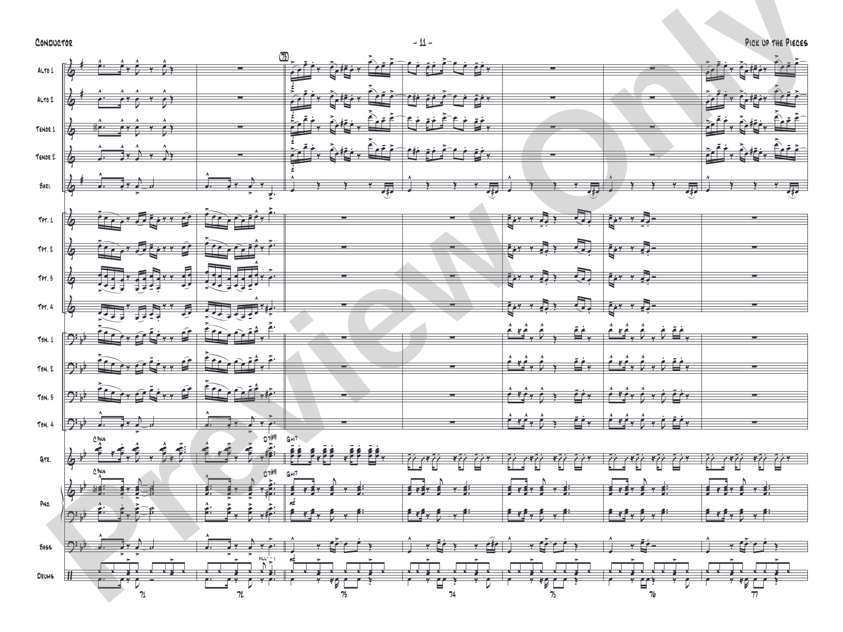 Pick Up the Pieces: Jazz Ensemble Conductor Score & Parts
