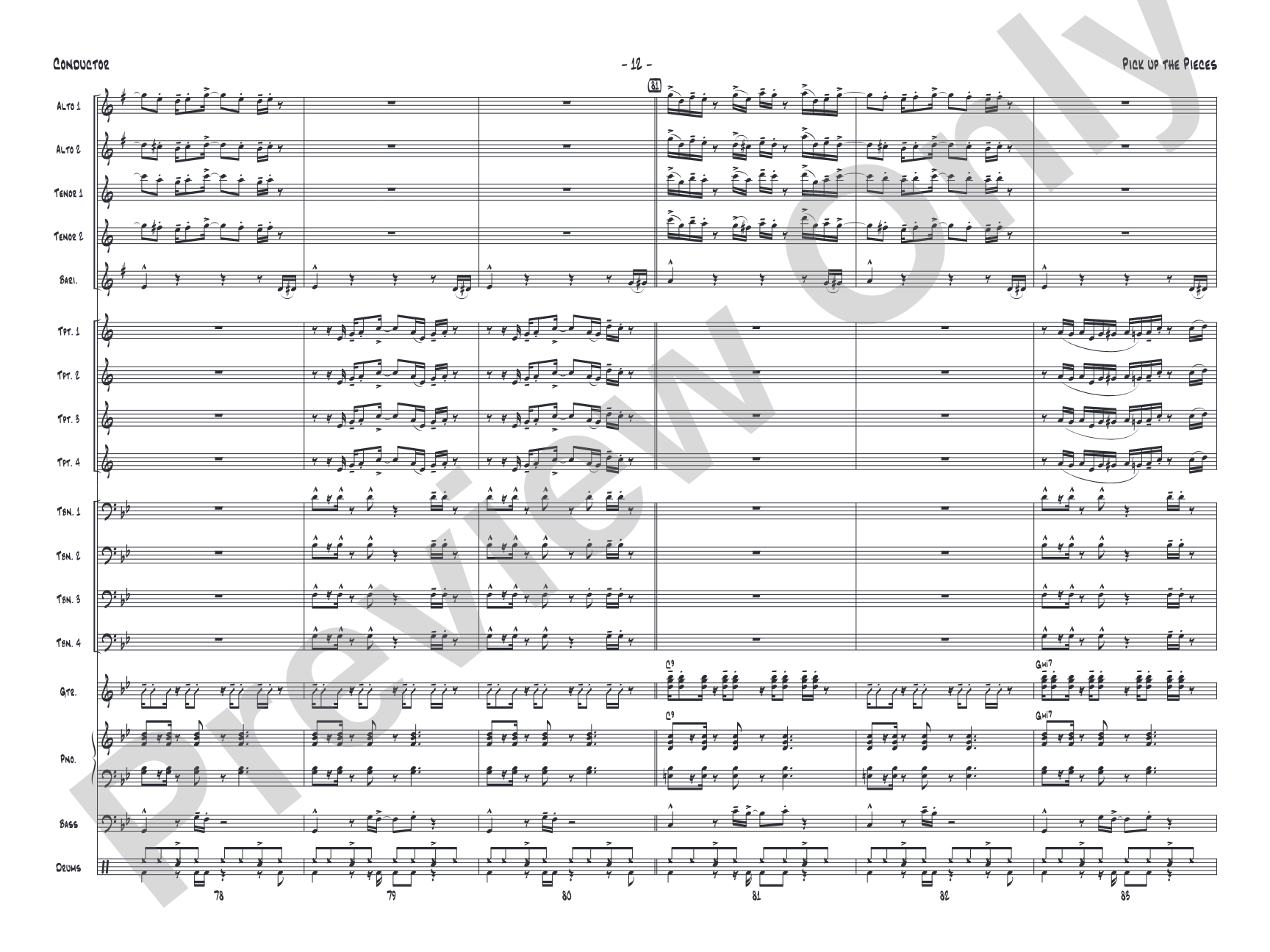 Pick Up the Pieces: Jazz Ensemble Conductor Score & Parts
