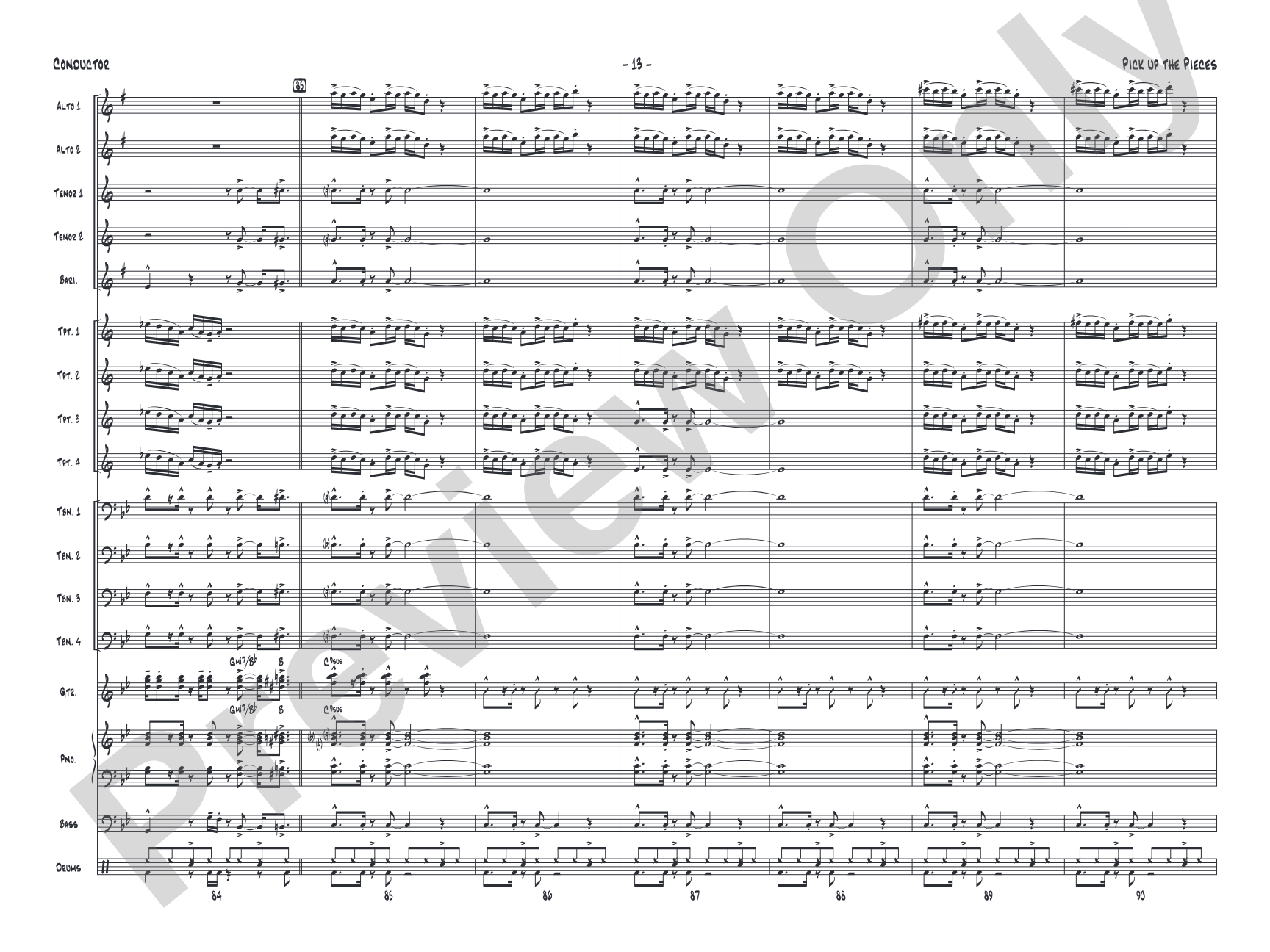 Pick Up the Pieces: Jazz Ensemble Conductor Score & Parts