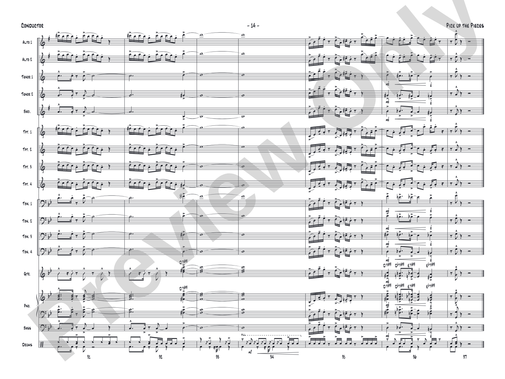 Pick Up the Pieces: Jazz Ensemble Conductor Score & Parts