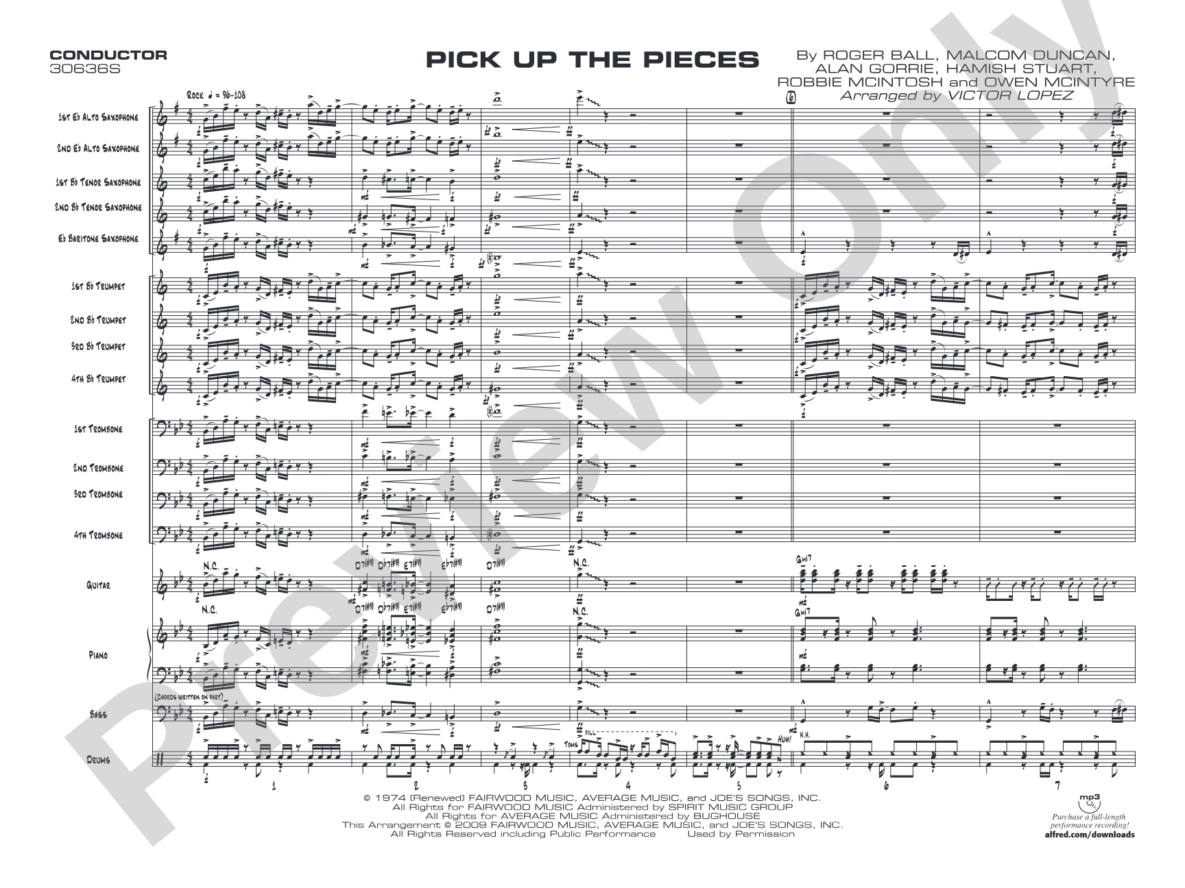 Pick Up the Pieces: Jazz Ensemble Conductor Score & Parts