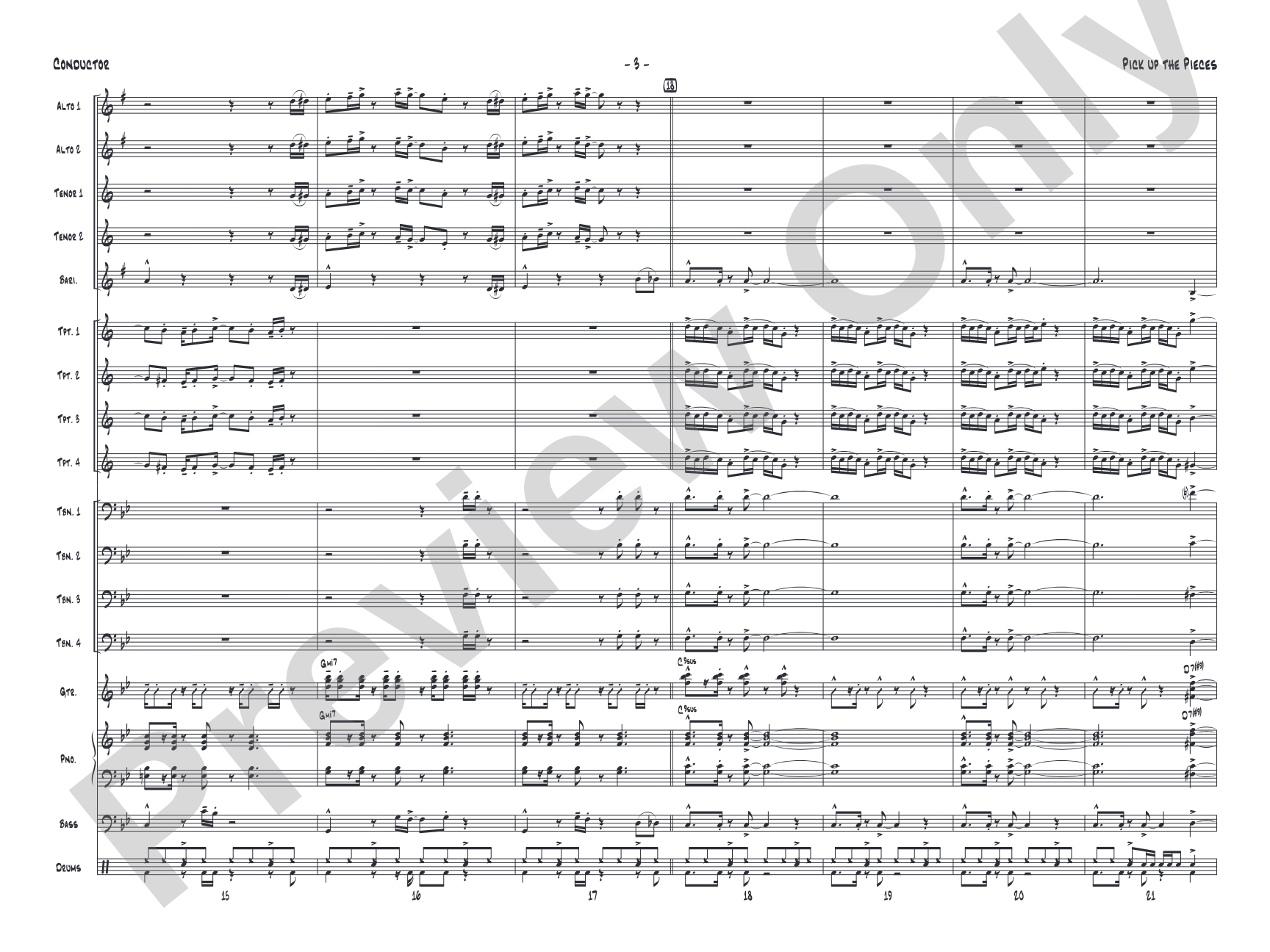 Pick Up the Pieces: Jazz Ensemble Conductor Score & Parts
