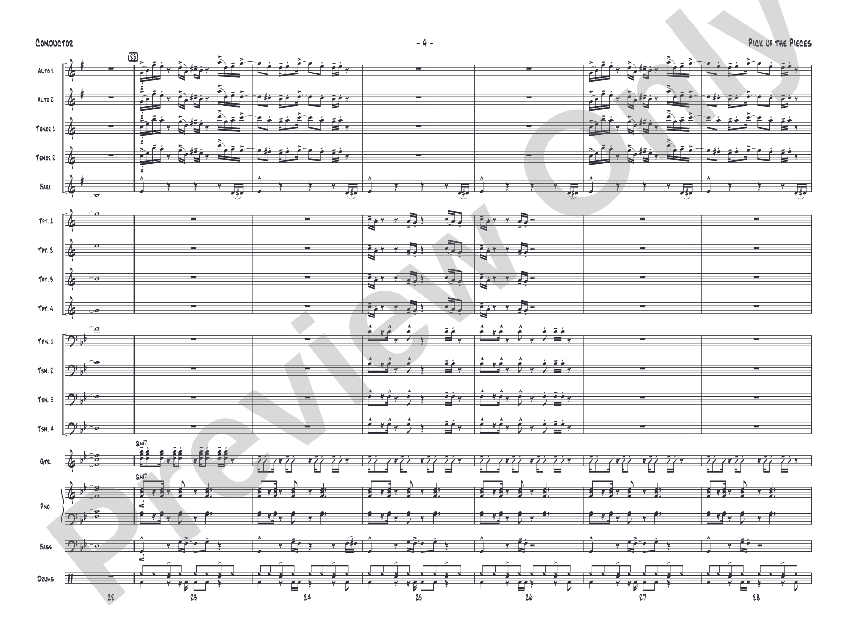 Pick Up the Pieces: Jazz Ensemble Conductor Score & Parts
