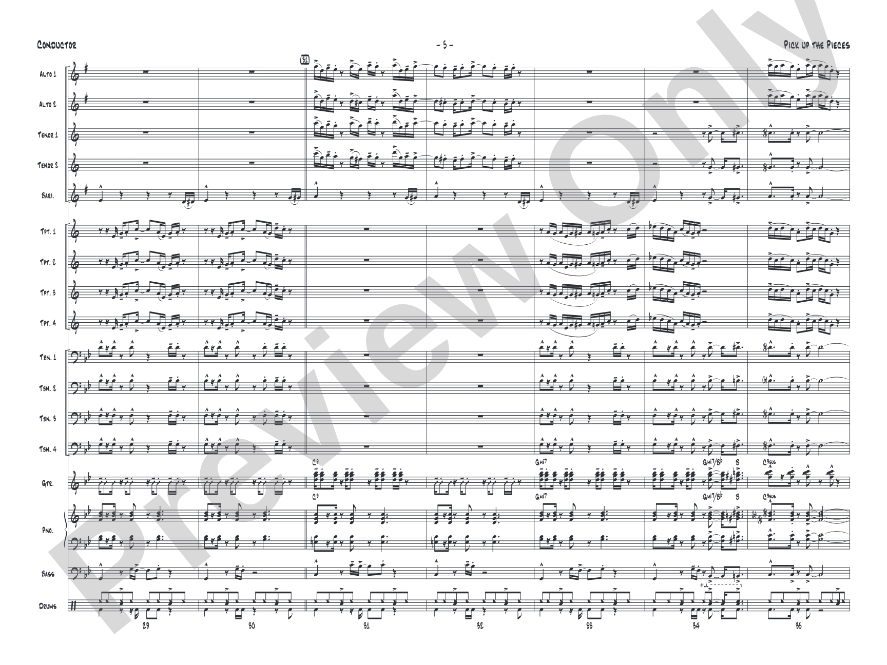 Pick Up the Pieces: Jazz Ensemble Conductor Score & Parts