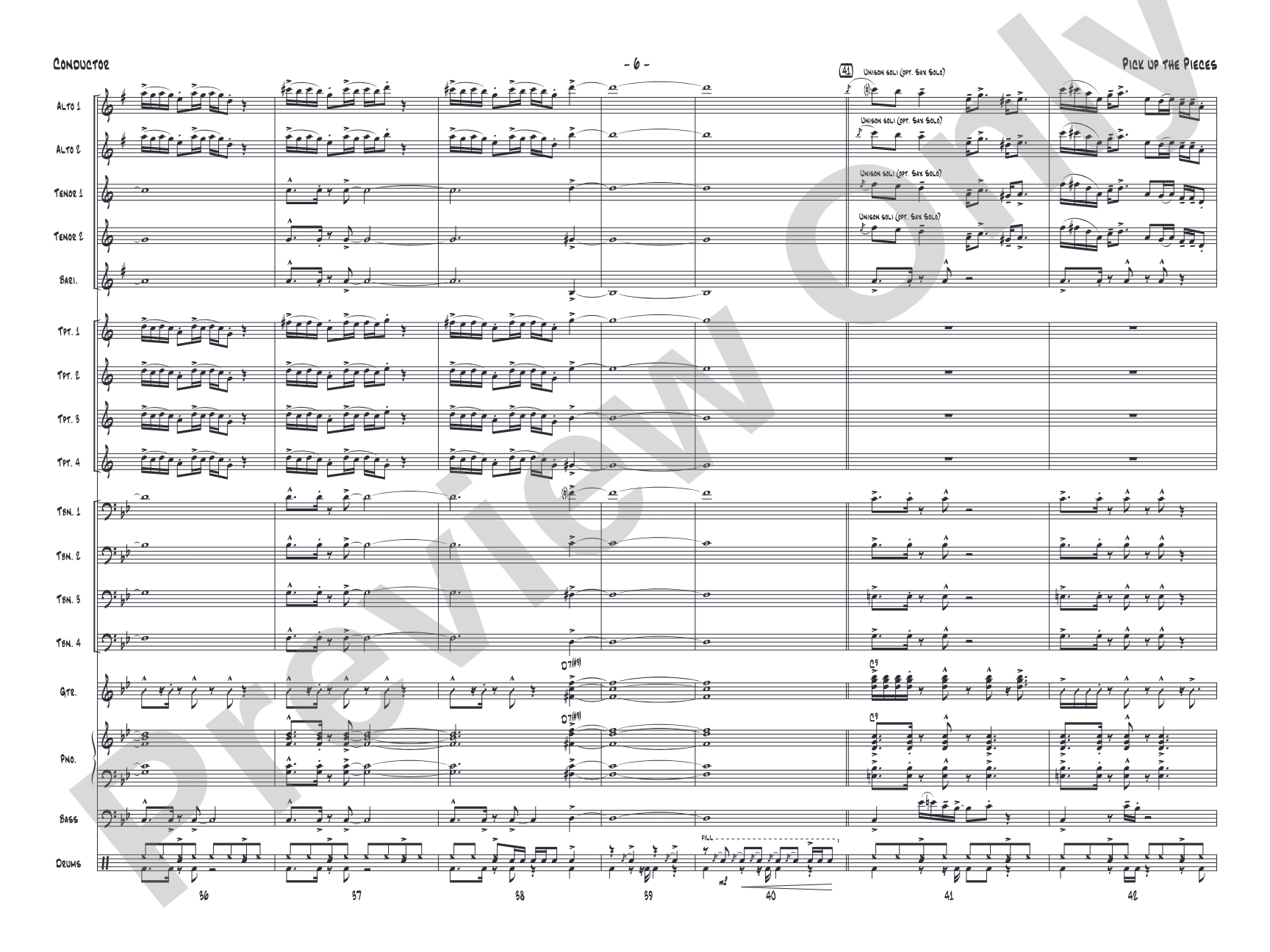 Pick Up the Pieces: Jazz Ensemble Conductor Score & Parts