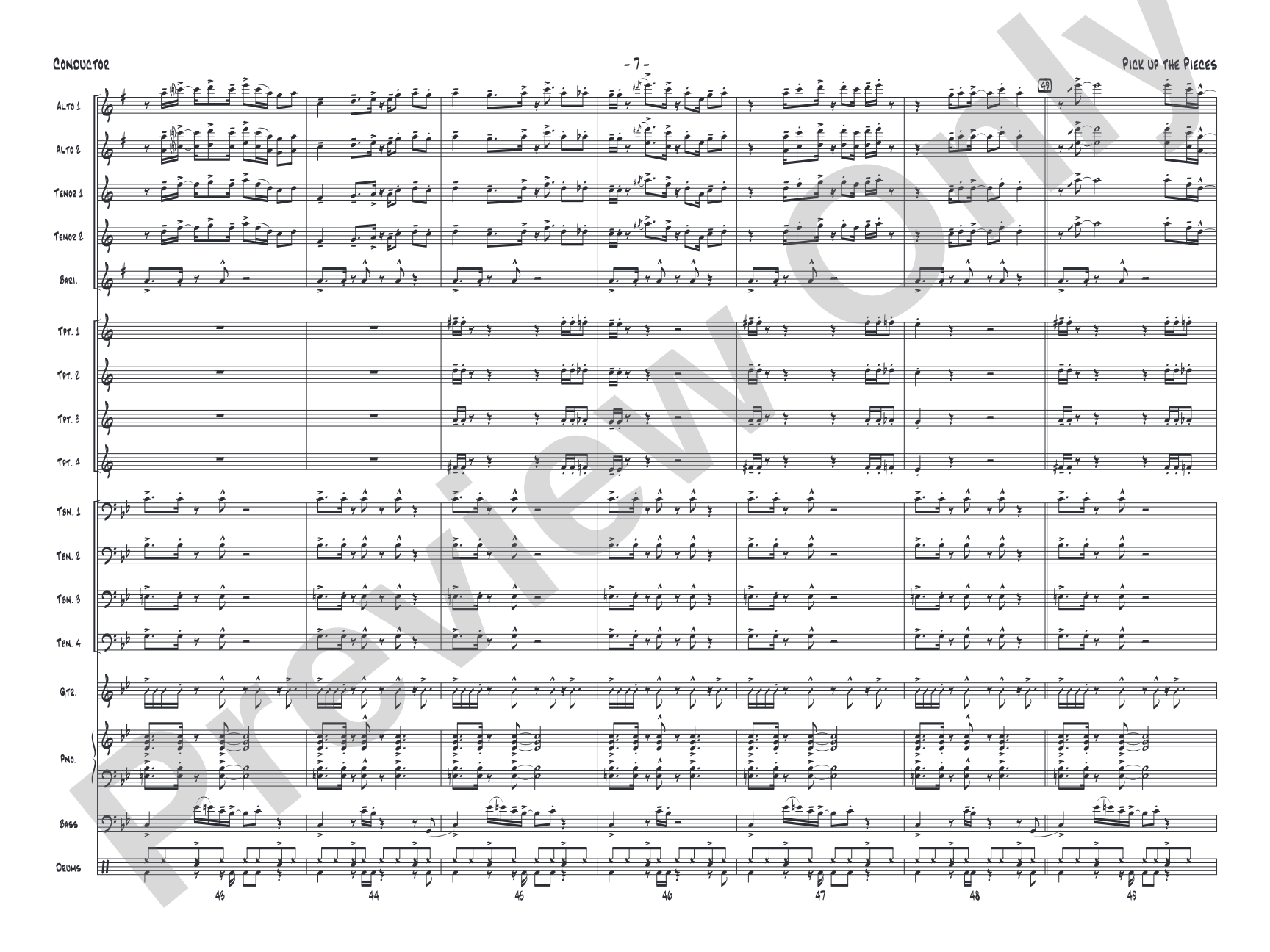 Pick Up the Pieces: Jazz Ensemble Conductor Score & Parts